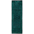 Overdyed Hand Knotted Wool Modern Contemporary Green Runner 2 7 X 8 3