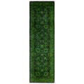 Overdyed Hand Knotted Wool Modern Contemporary Green Runner 2 7 X 8 8