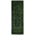 Overdyed Hand Knotted Wool Modern Contemporary Green Runner 3 0 X 8 9