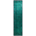 Overdyed Hand Knotted Wool Modern Contemporary Green Runner 3 2 X 12 4