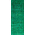 Overdyed Hand Knotted Wool Modern Contemporary Green Runner 4 1 X 10 10
