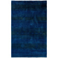Overdyed Hand Knotted Wool Modern Contemporary Navy Area Rug 4 10 X 7 10