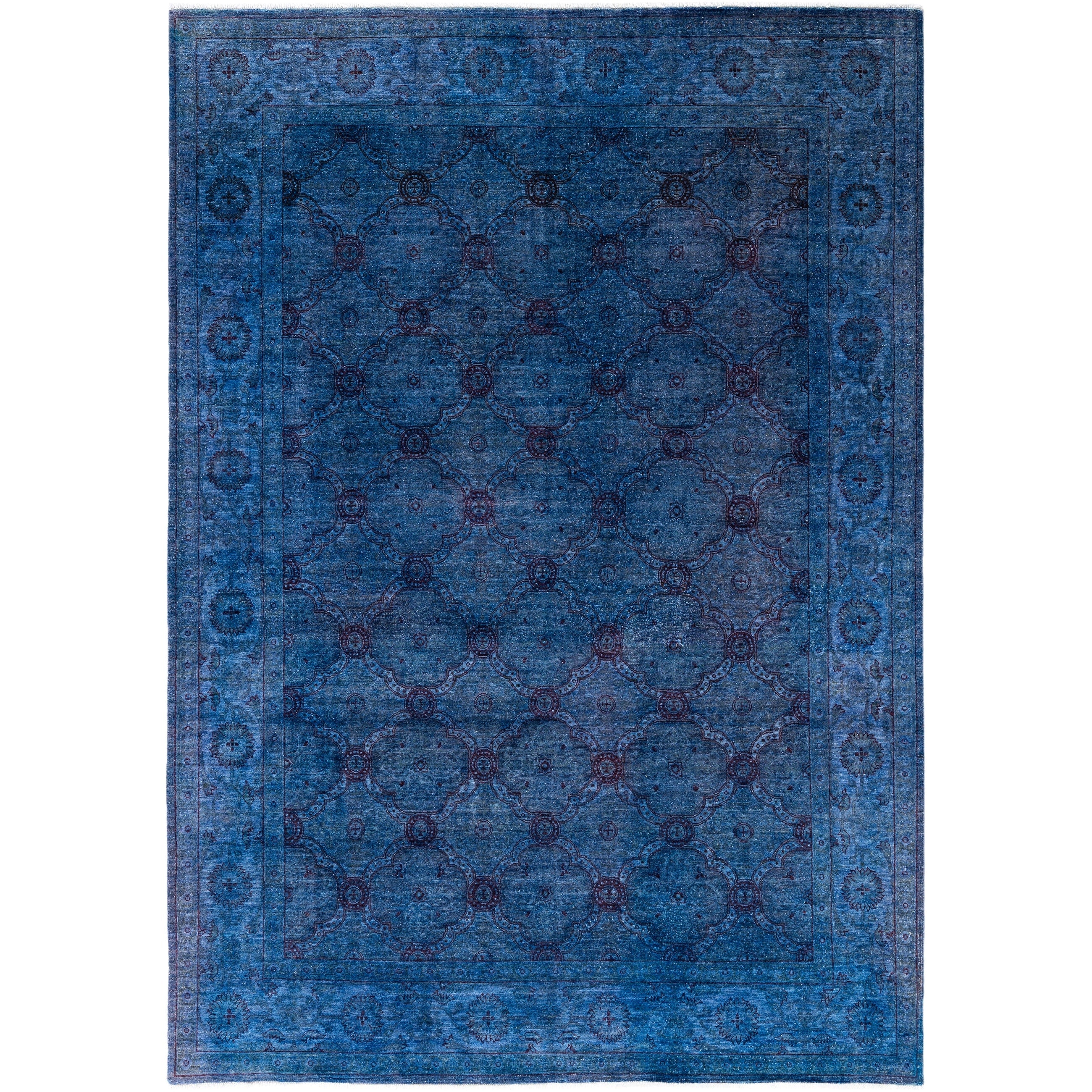 Overdyed Hand Knotted Wool Modern Contemporary Navy Area Rug 5 10 X 8 1