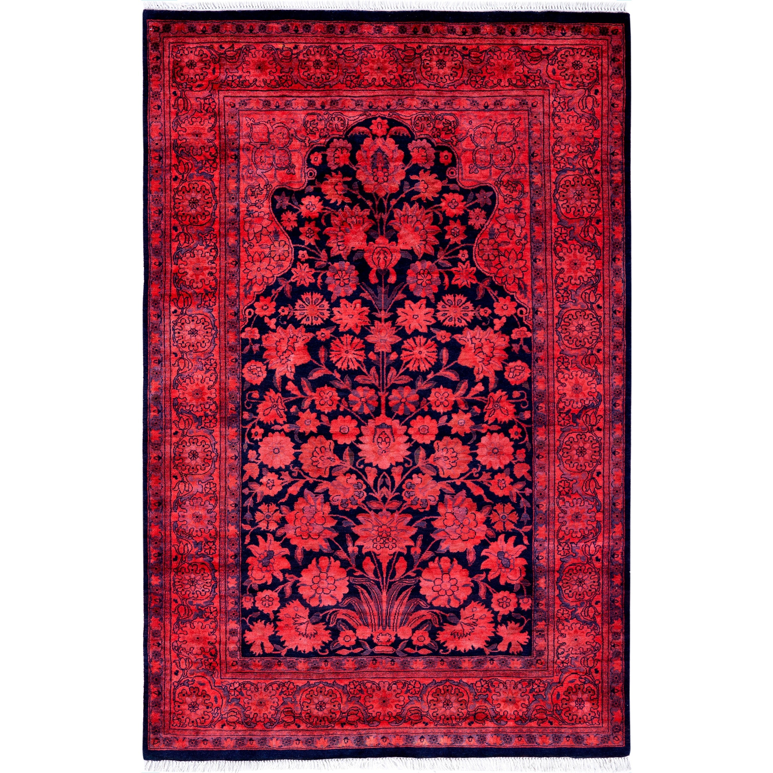 Overdyed Hand Knotted Wool Modern Contemporary Orange Area Rug 4 2 X 6 4