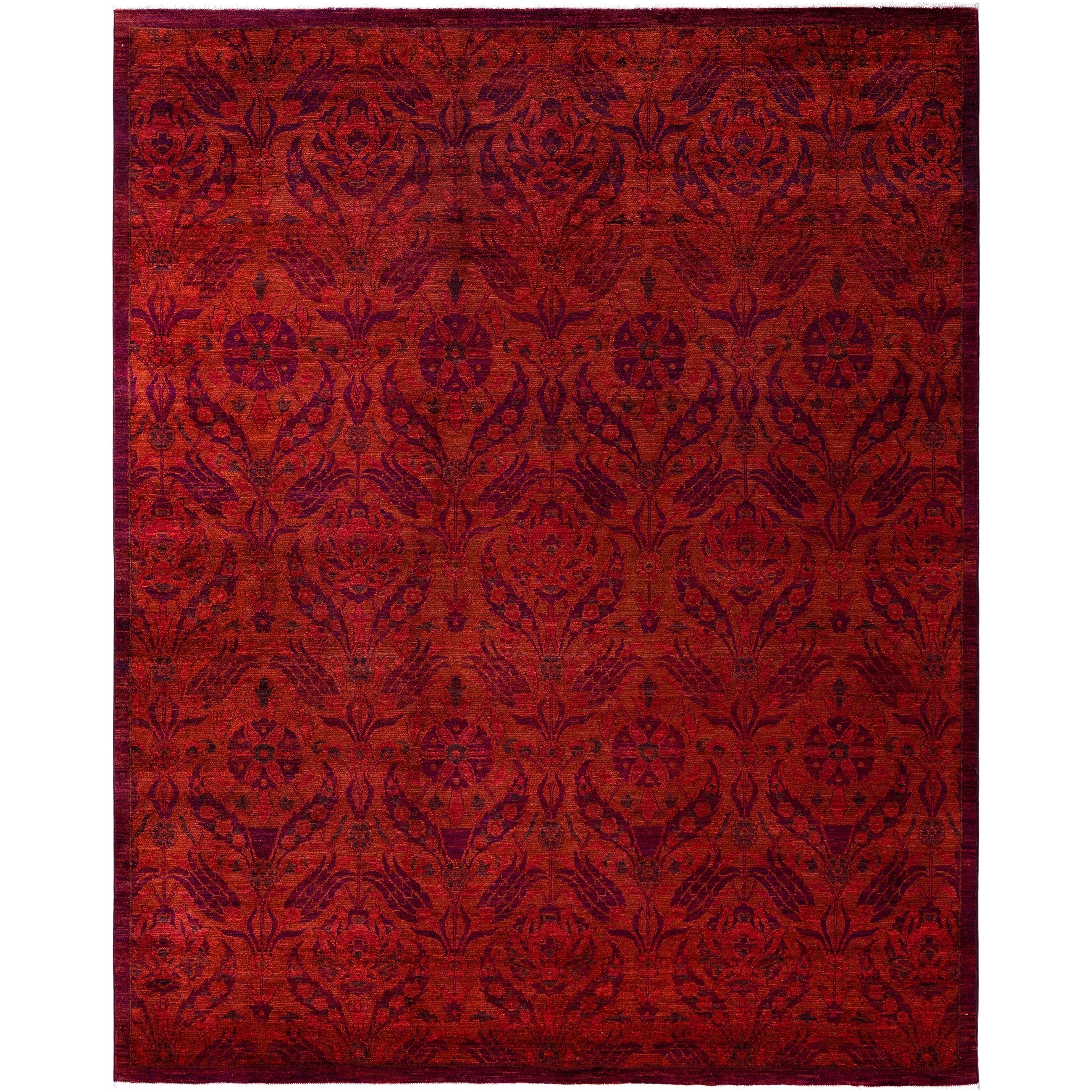 Overdyed Hand Knotted Wool Modern Contemporary Orange Area Rug 8 1 X 10 3
