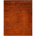 Overdyed Hand Knotted Wool Modern Contemporary Orange Area Rug 8 2 X 9 10