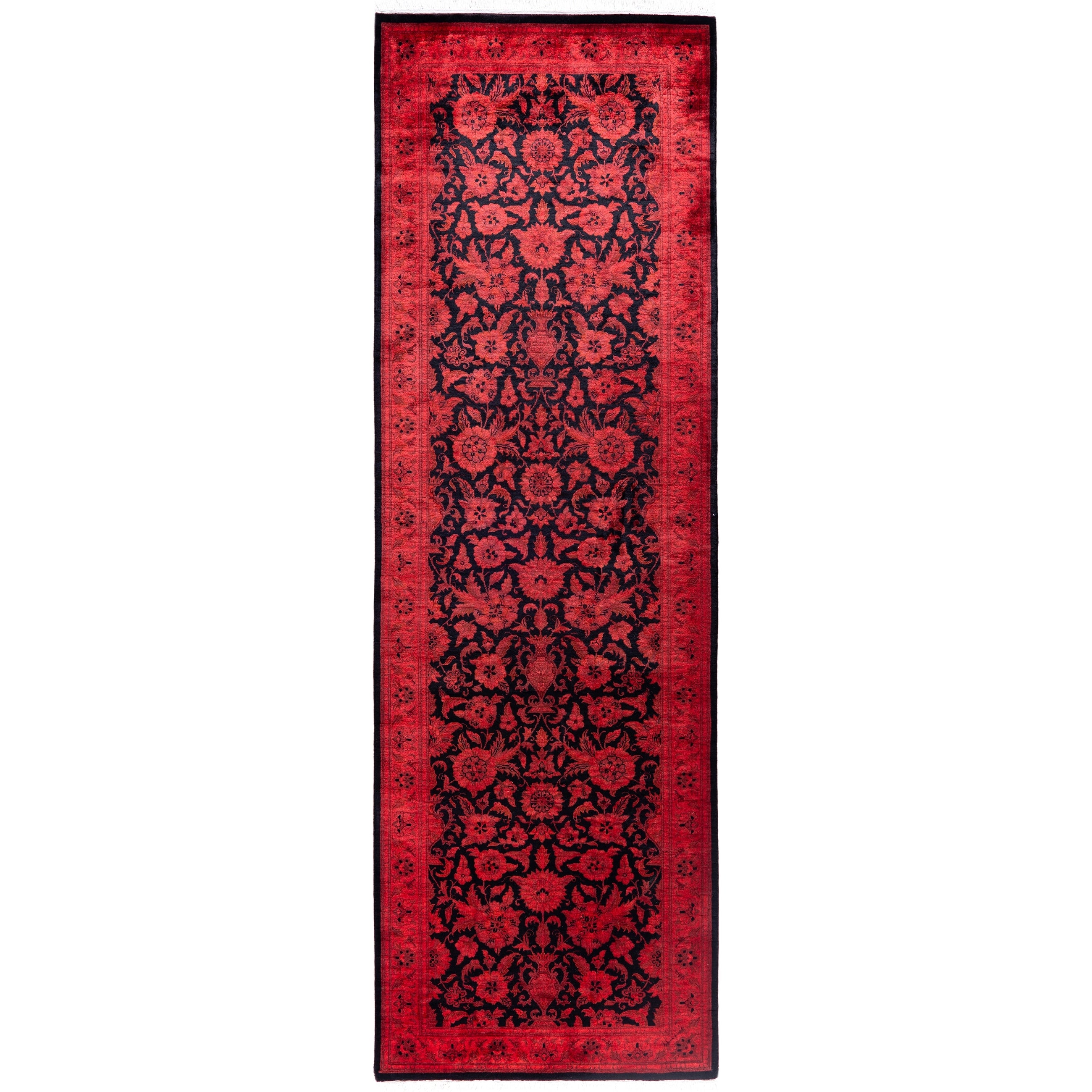 Overdyed Hand Knotted Wool Modern Contemporary Orange Runner 2 6 X 8 1