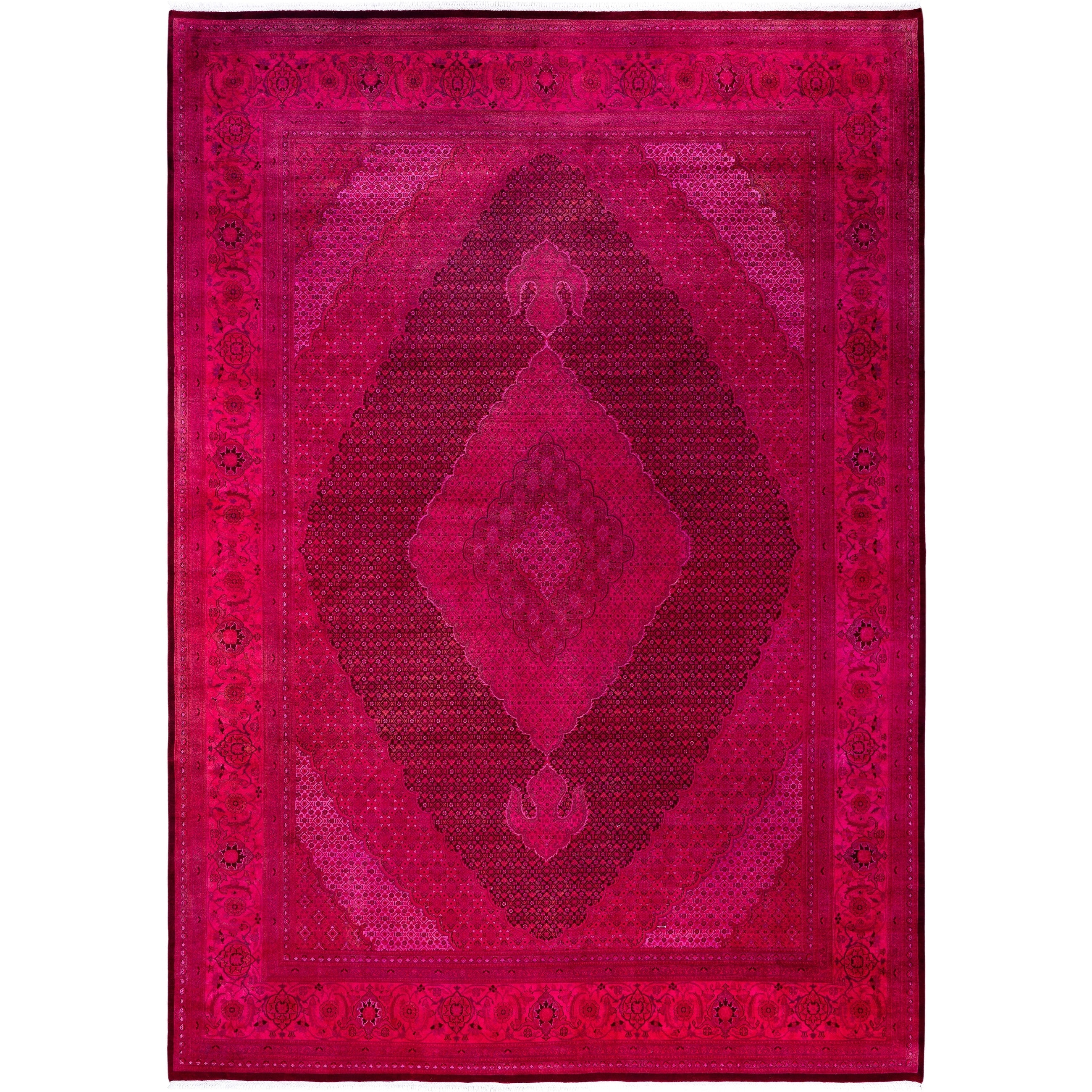 Overdyed Hand Knotted Wool Modern Contemporary Pink Area Rug 10 0 X 14 2
