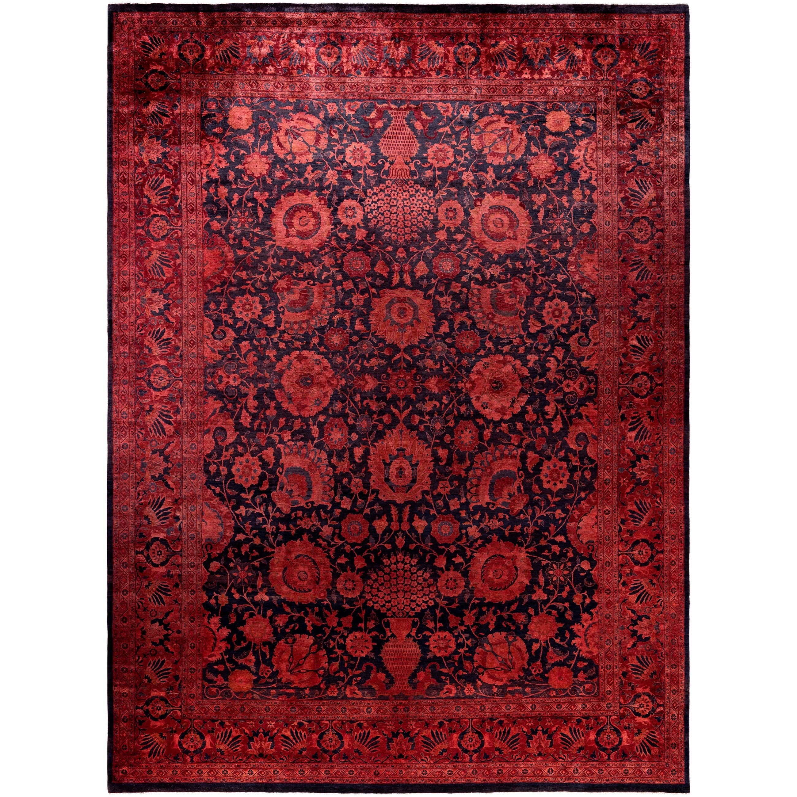 Overdyed Hand Knotted Wool Modern Contemporary Pink Area Rug 10 1 X 13 8