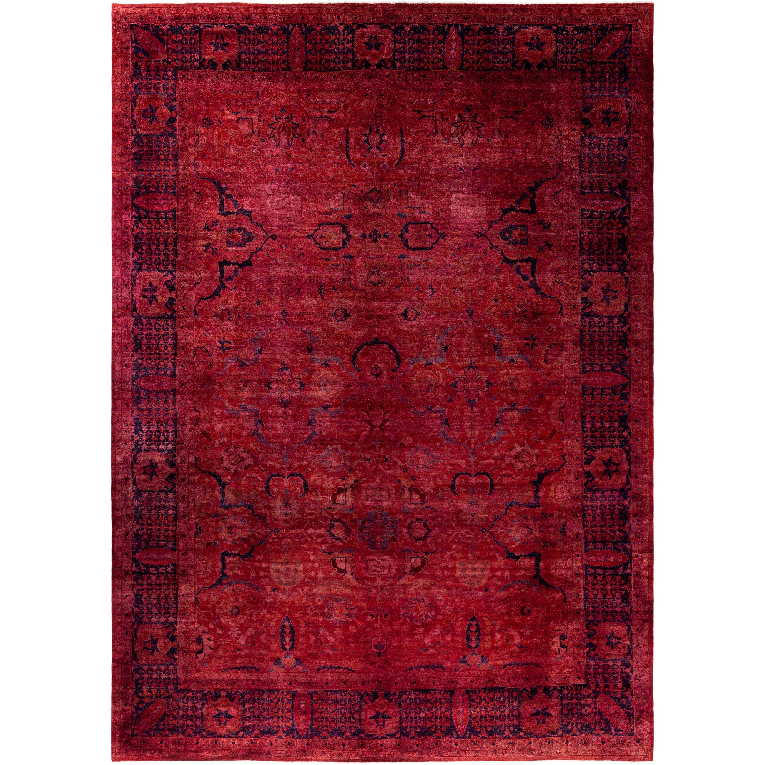 Overdyed Hand Knotted Wool Modern Contemporary Pink Area Rug 10 2 X 14 1