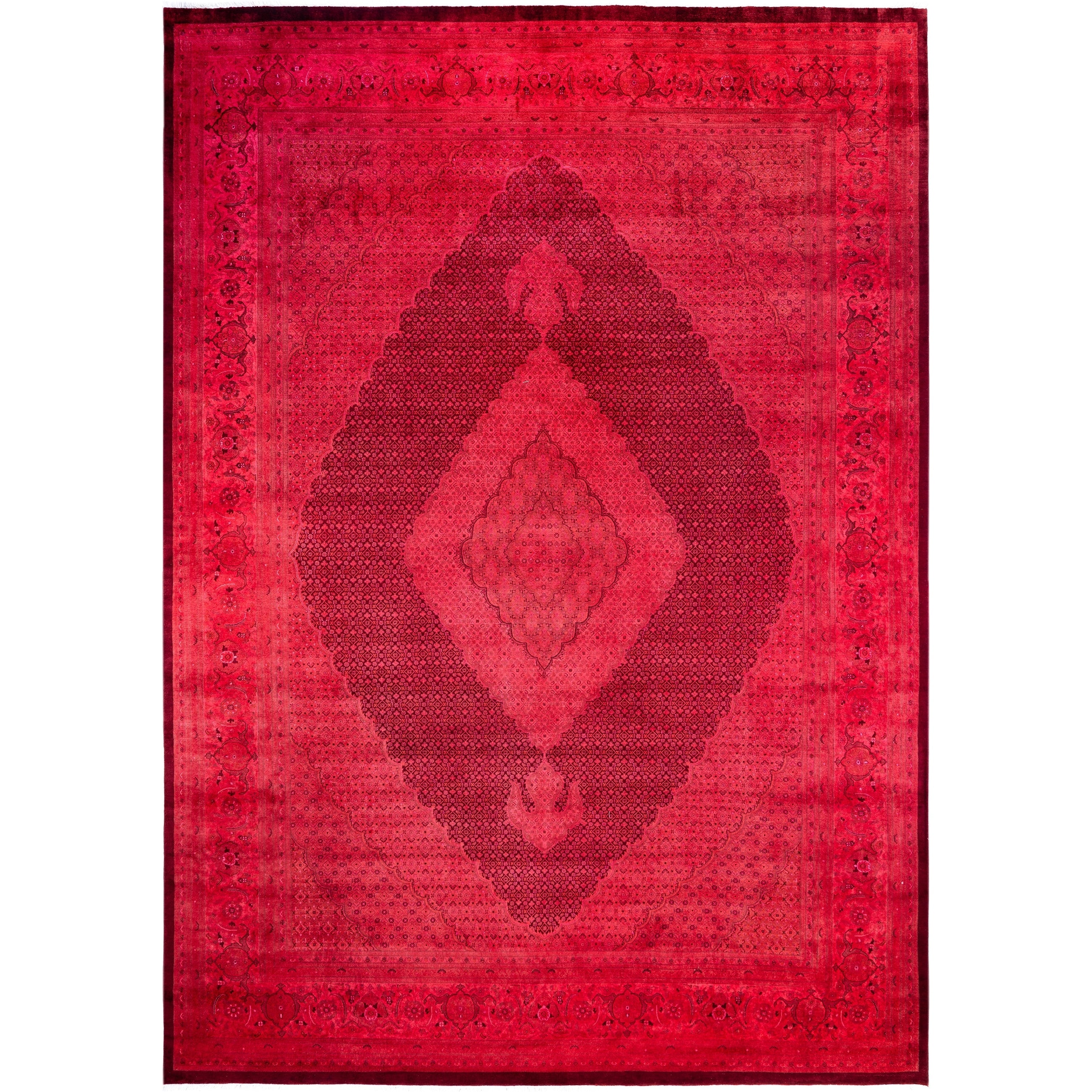 Overdyed Hand Knotted Wool Modern Contemporary Pink Area Rug 10 2 X 14 4