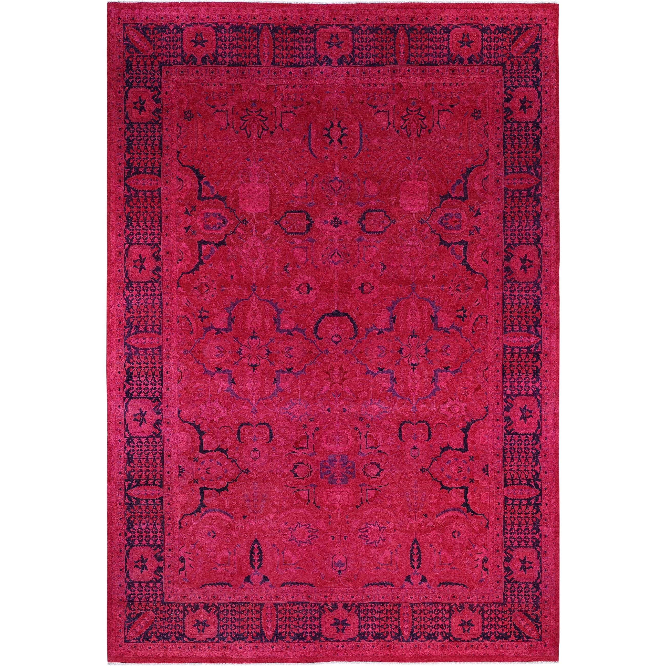 Overdyed Hand Knotted Wool Modern Contemporary Pink Area Rug 10 5 X 13 10