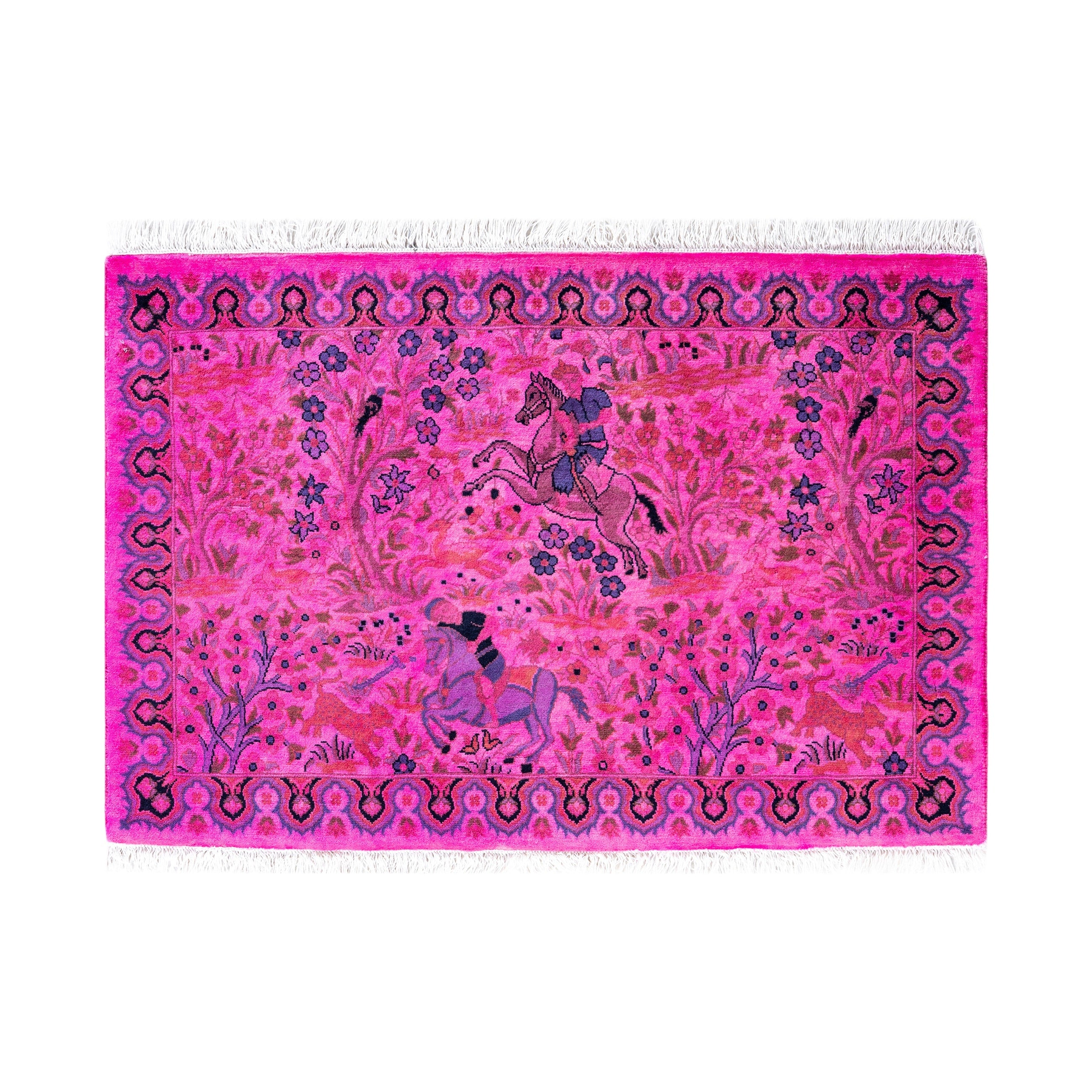 Overdyed Hand Knotted Wool Modern Contemporary Pink Area Rug 2 2 X 3 3