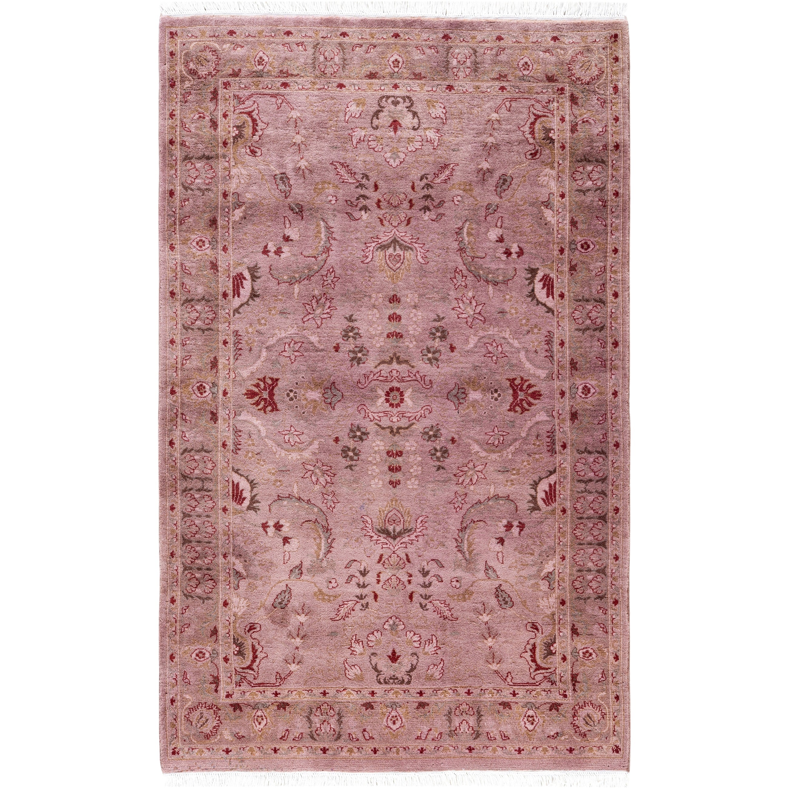 Overdyed Hand Knotted Wool Modern Contemporary Pink Area Rug 3 1 X 4 10