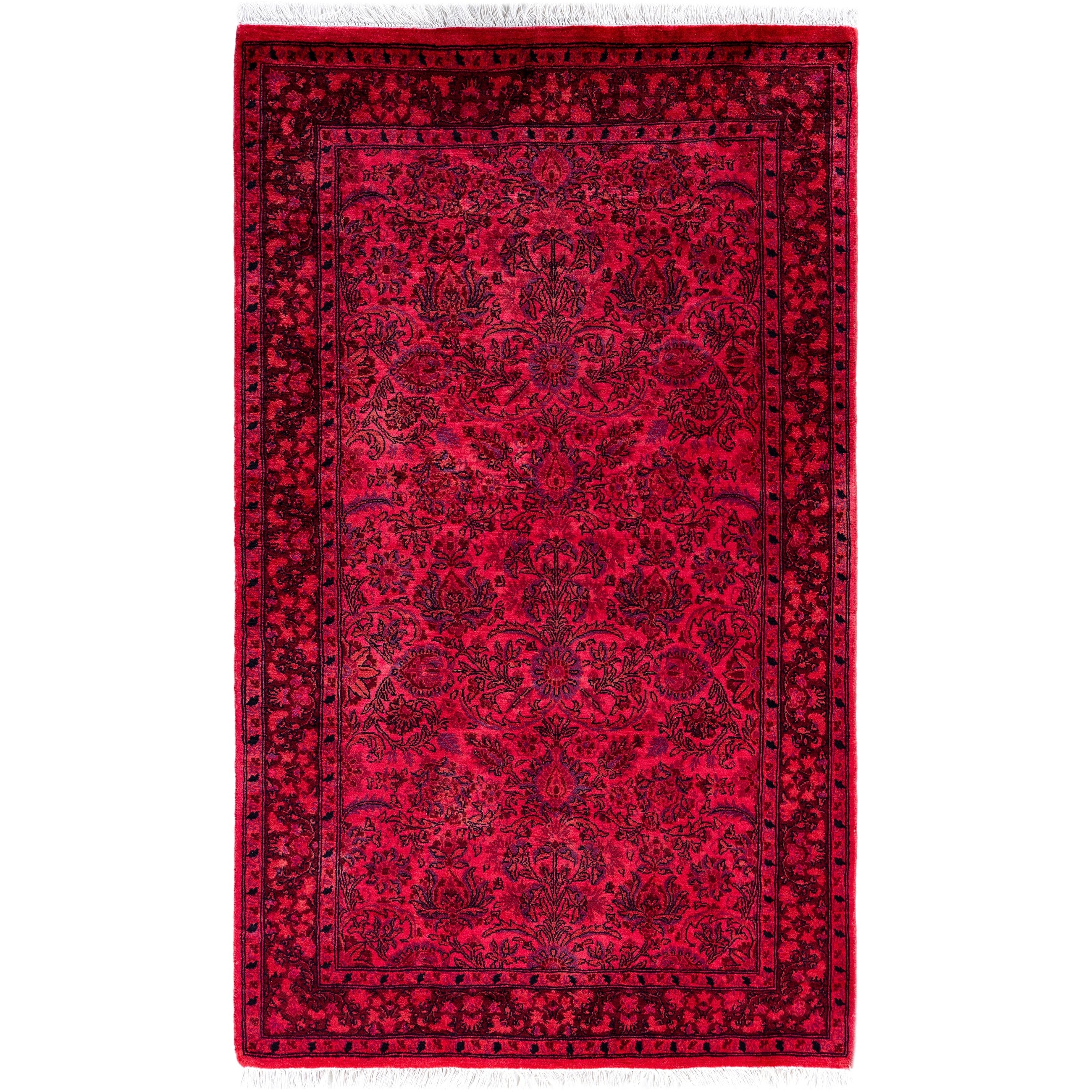 Overdyed Hand Knotted Wool Modern Contemporary Pink Area Rug 3 1 X 5 1