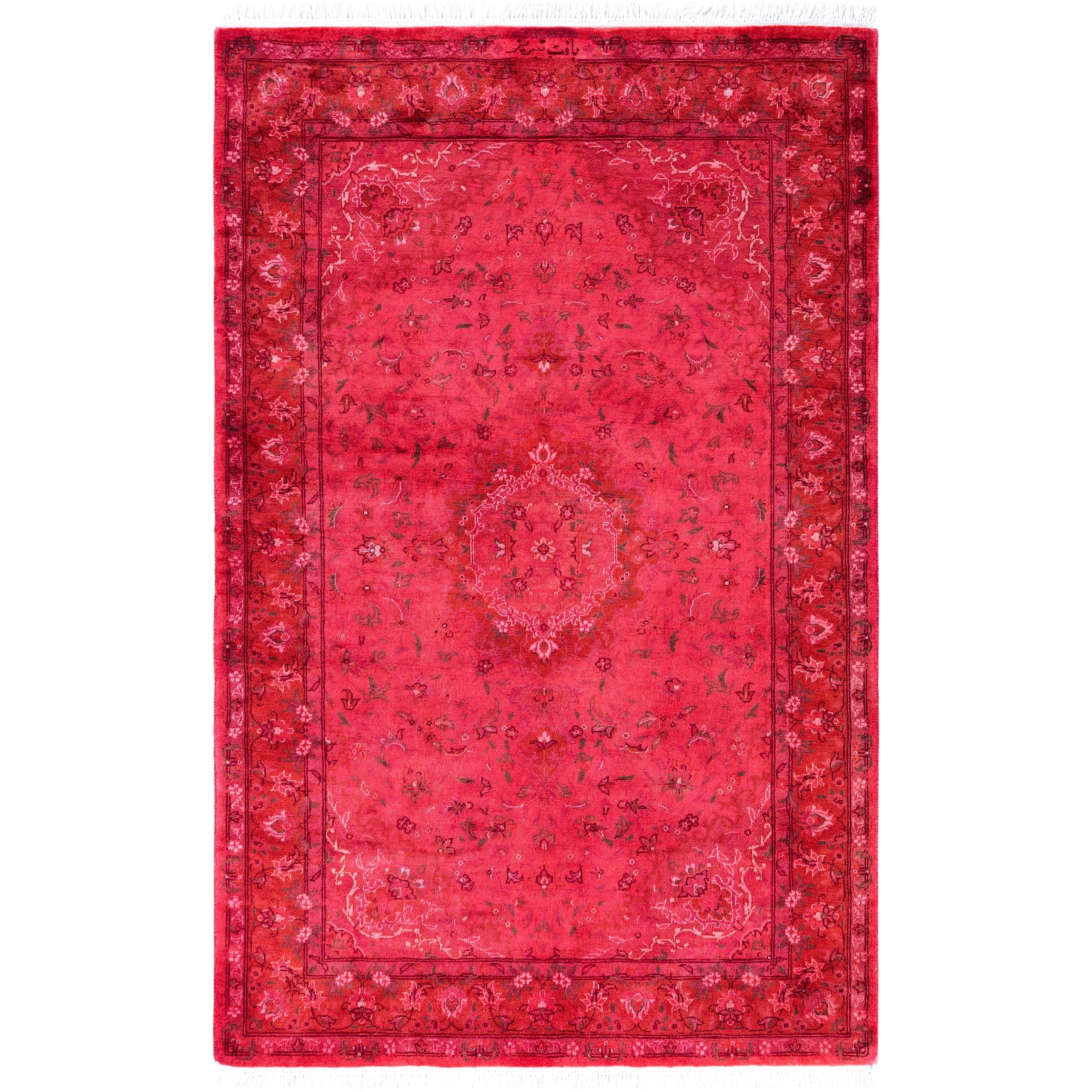 Overdyed Hand Knotted Wool Modern Contemporary Pink Area Rug 3 1 X 5 1