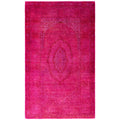 Overdyed Hand Knotted Wool Modern Contemporary Pink Area Rug 3 1 X 5 3