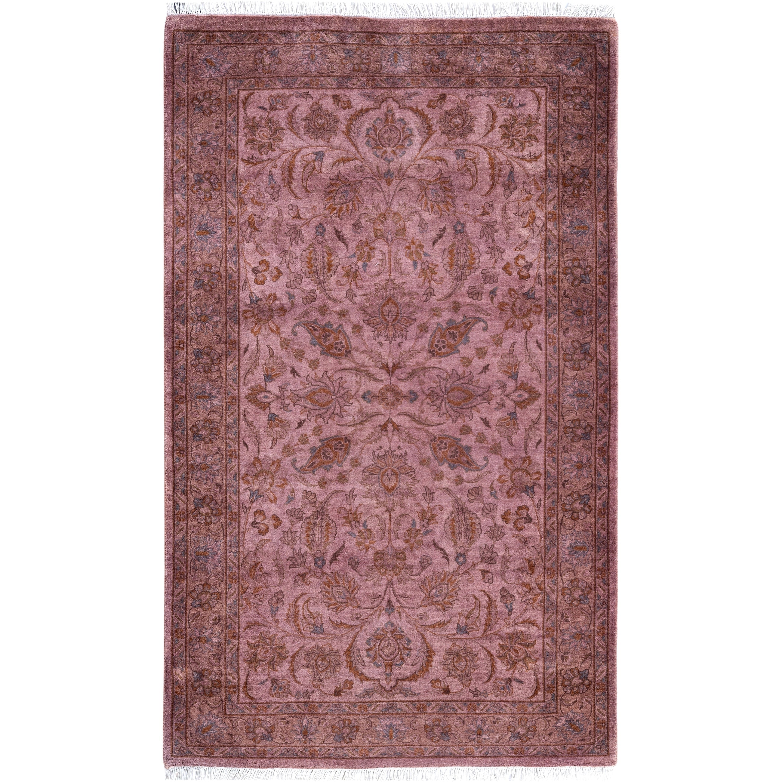 Overdyed Hand Knotted Wool Modern Contemporary Pink Area Rug 3 1 X 5 3