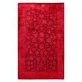 Overdyed Hand Knotted Wool Modern Contemporary Pink Area Rug 3 2 X 5 2
