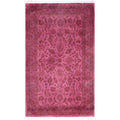 Overdyed Hand Knotted Wool Modern Contemporary Pink Area Rug 3 3 X 5 3