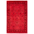 Overdyed Hand Knotted Wool Modern Contemporary Pink Area Rug 4 1 X 6 4