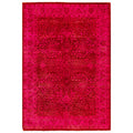 Overdyed Hand Knotted Wool Modern Contemporary Pink Area Rug 4 2 X 6 1