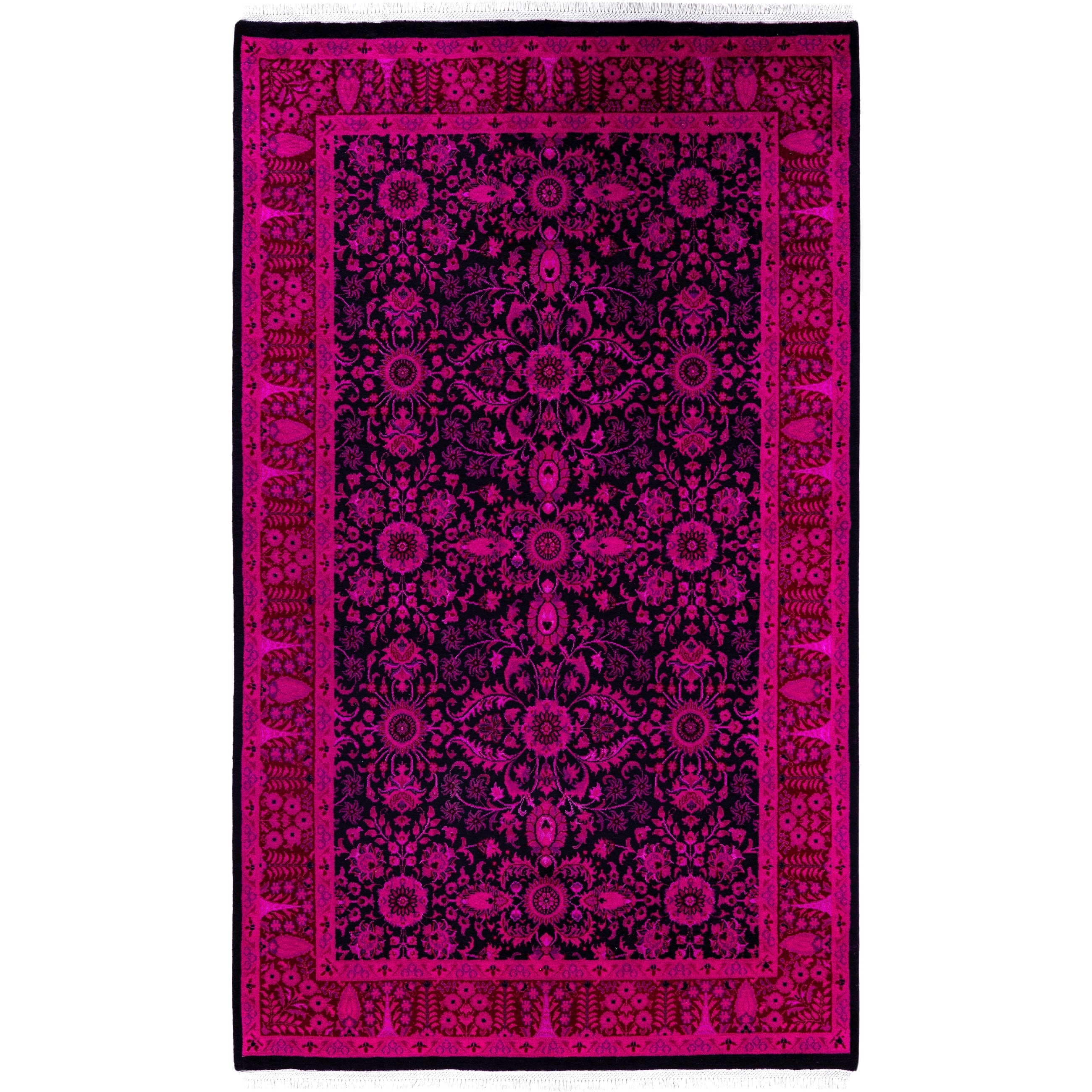 Overdyed Hand Knotted Wool Modern Contemporary Pink Area Rug 4 8 X 7 8