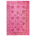 Overdyed Hand Knotted Wool Modern Contemporary Pink Area Rug 4 9 X 7 3