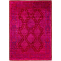 Overdyed Hand Knotted Wool Modern Contemporary Pink Area Rug 5 10 X 8 6