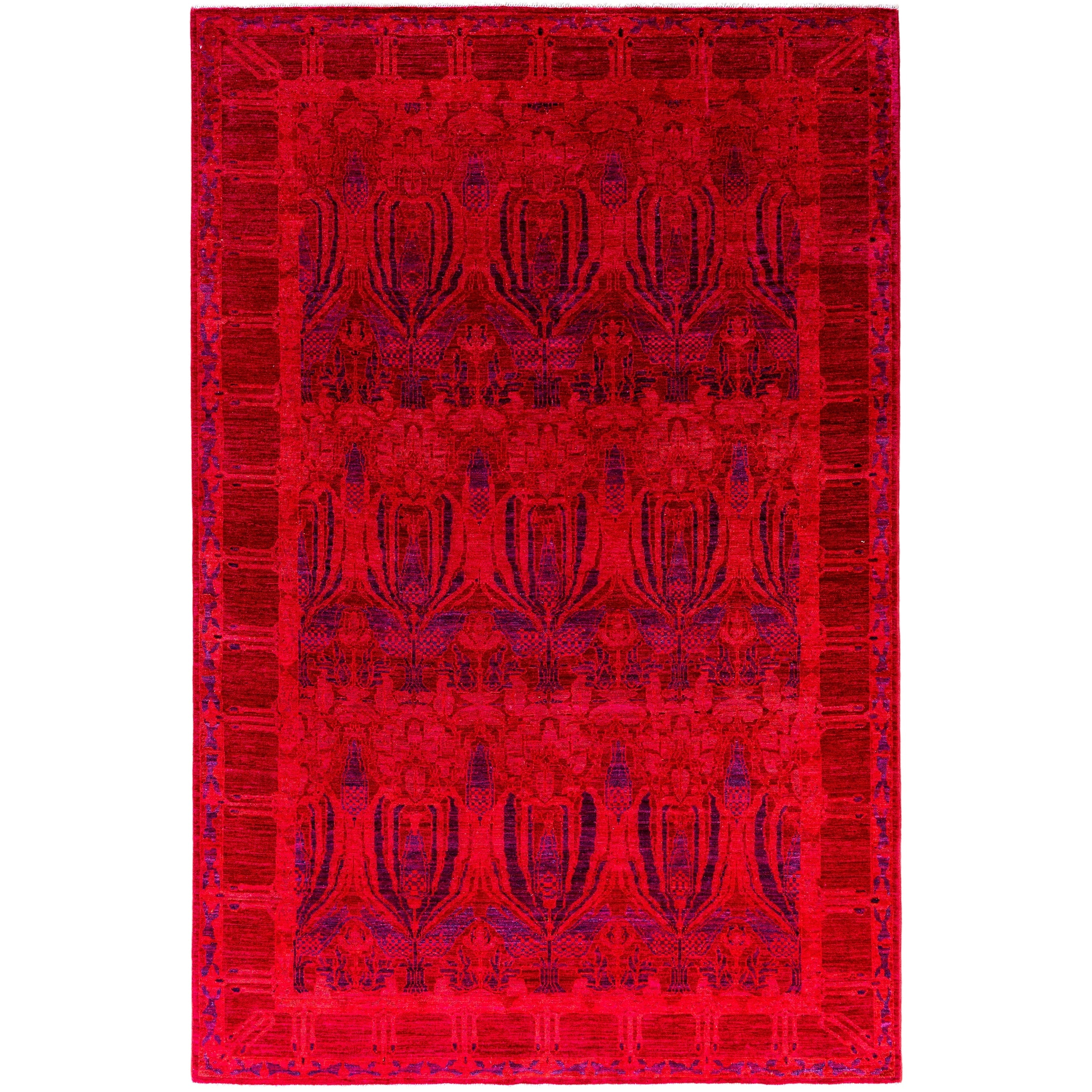 Overdyed Hand Knotted Wool Modern Contemporary Pink Area Rug 6 0 X 9 0
