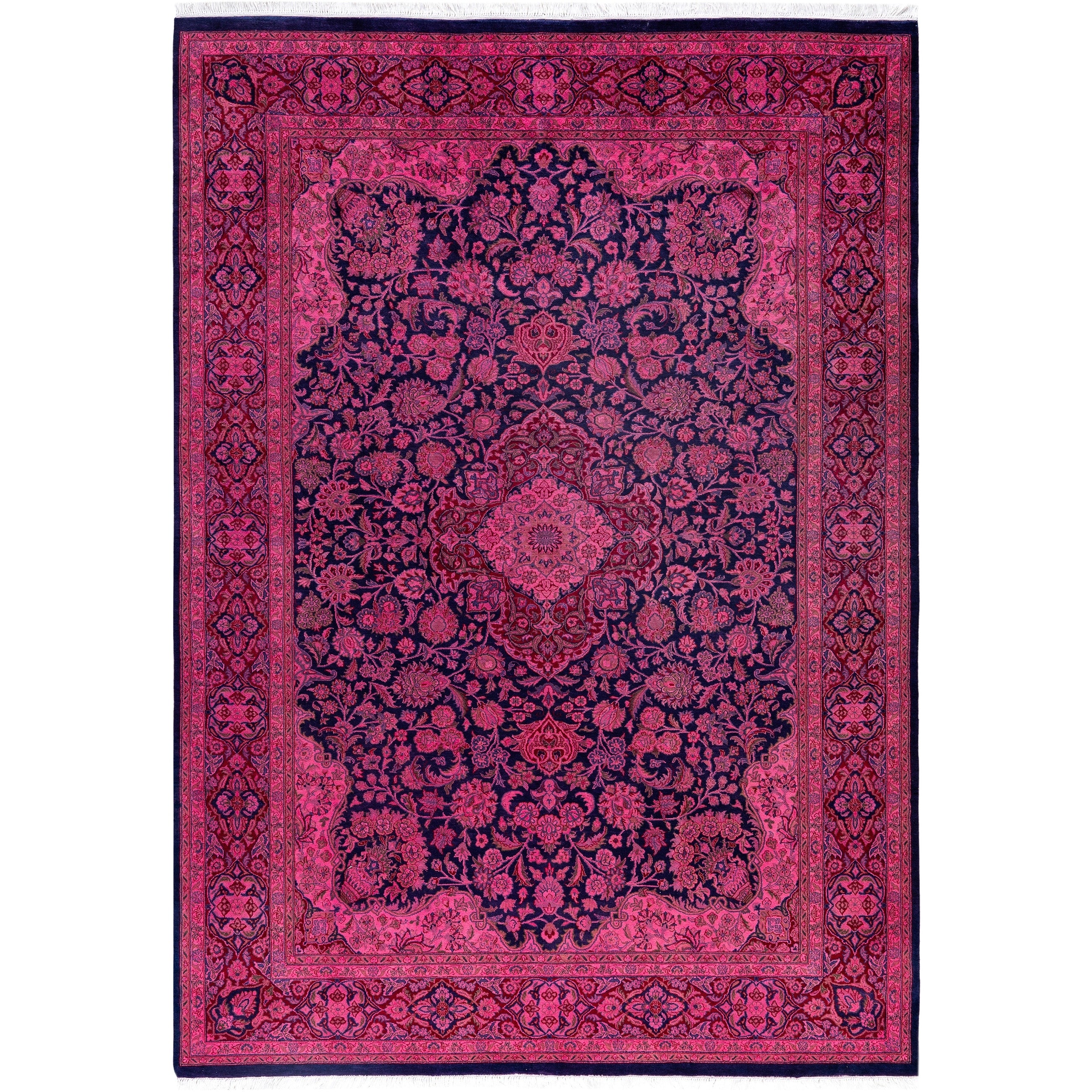 Overdyed Hand Knotted Wool Modern Contemporary Pink Area Rug 6 0 X 9 3
