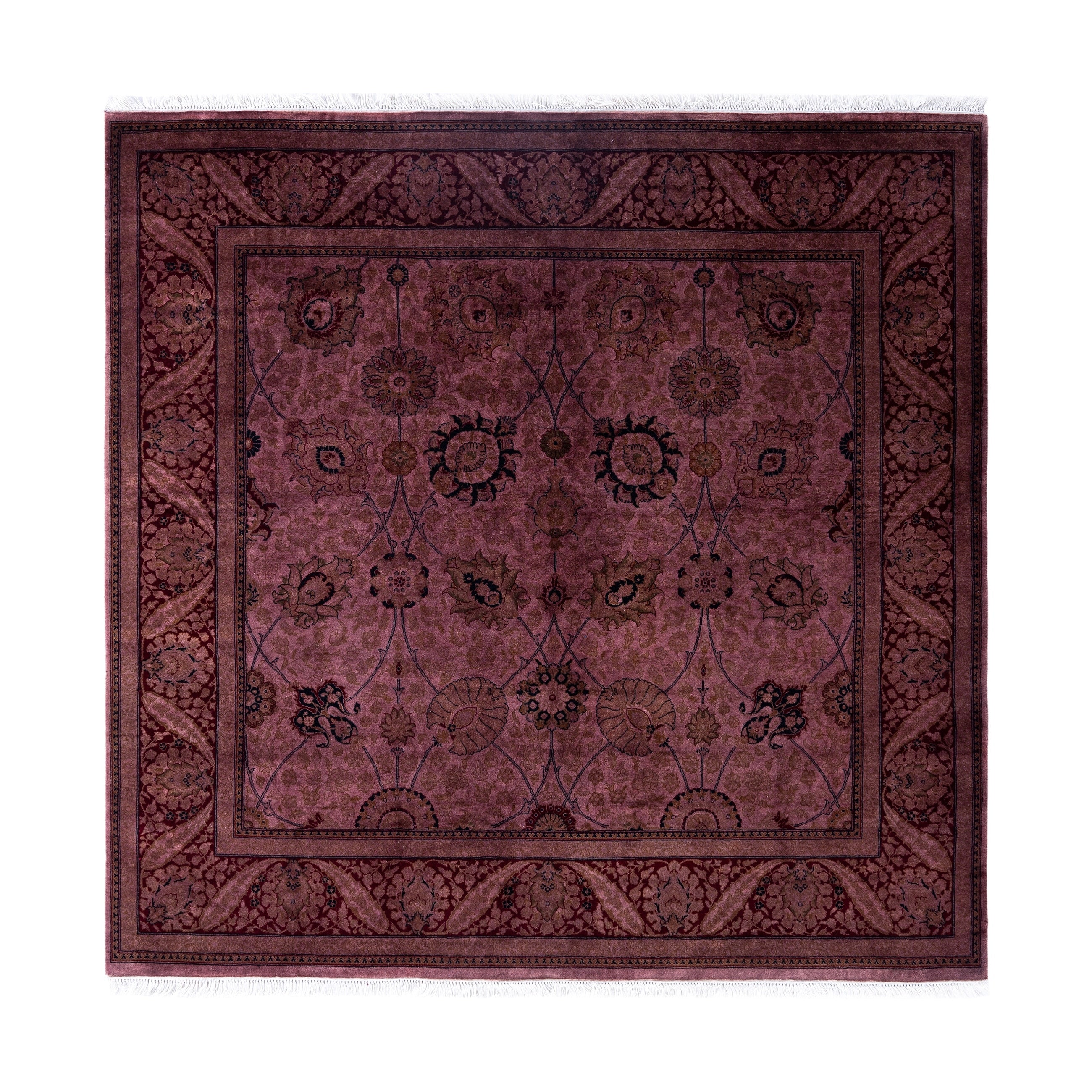 Overdyed Hand Knotted Wool Modern Contemporary Pink Area Rug 6 1 X 6 2