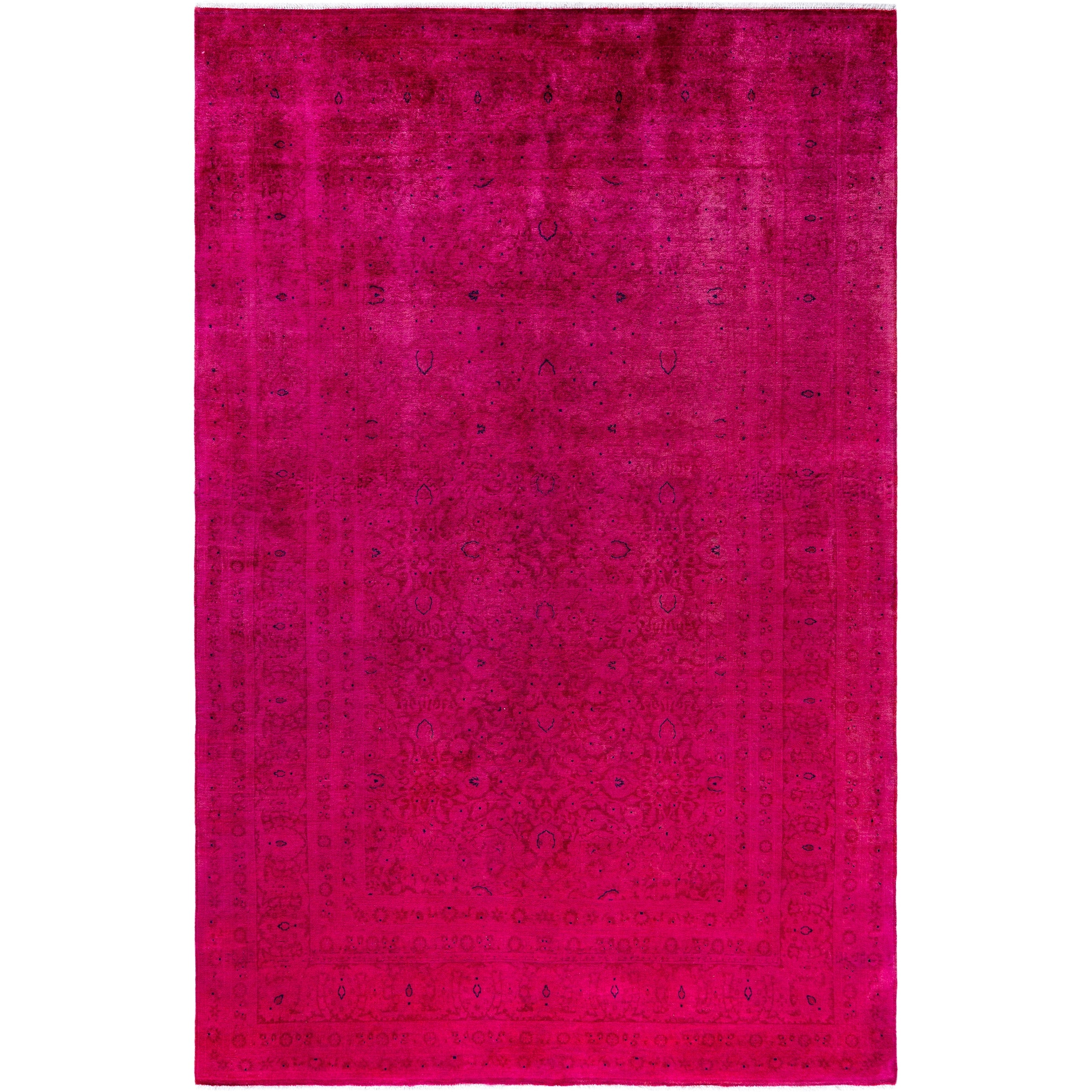 Overdyed Hand Knotted Wool Modern Contemporary Pink Area Rug 6 1 X 9 4