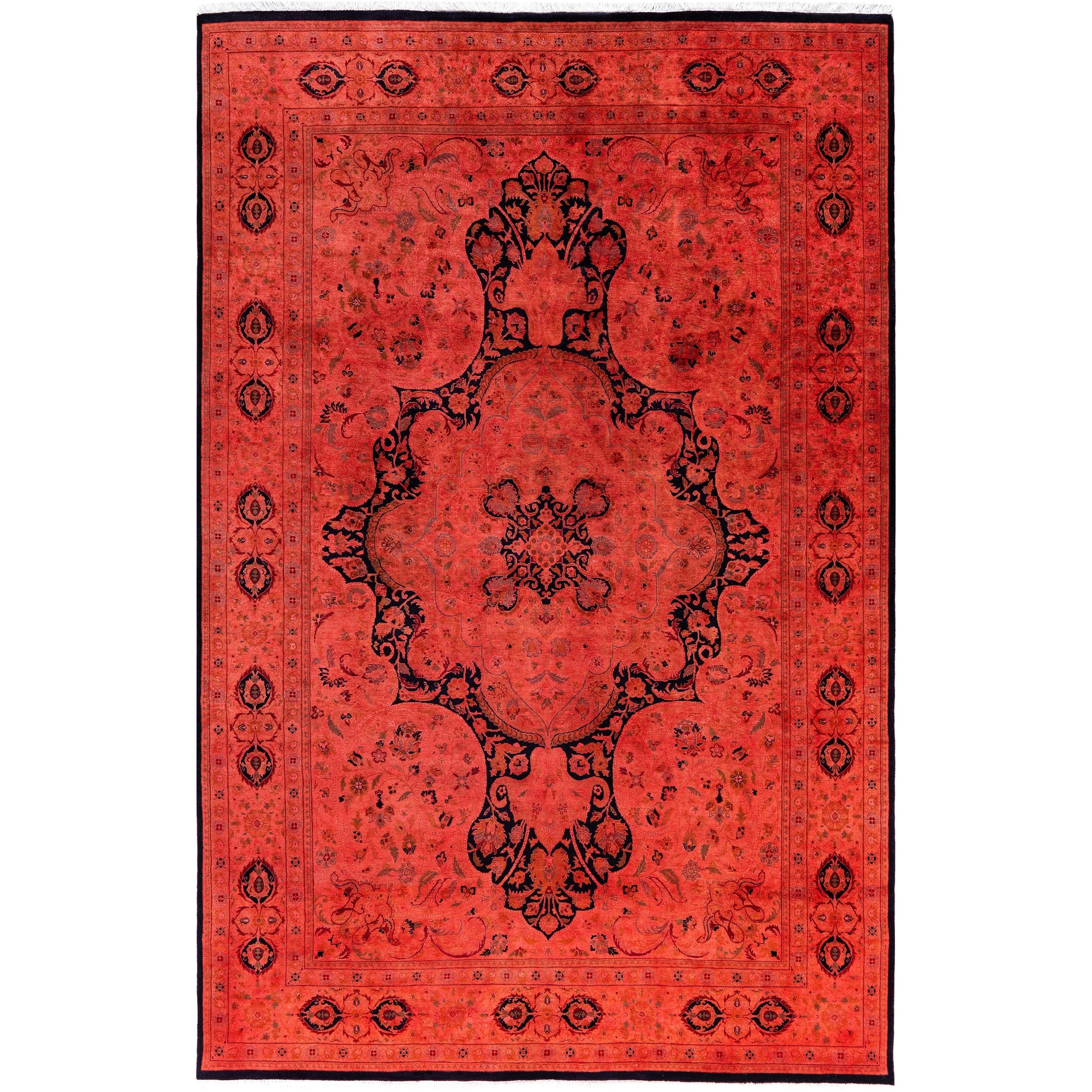 Overdyed Hand Knotted Wool Modern Contemporary Pink Area Rug 6 2 X 9 3