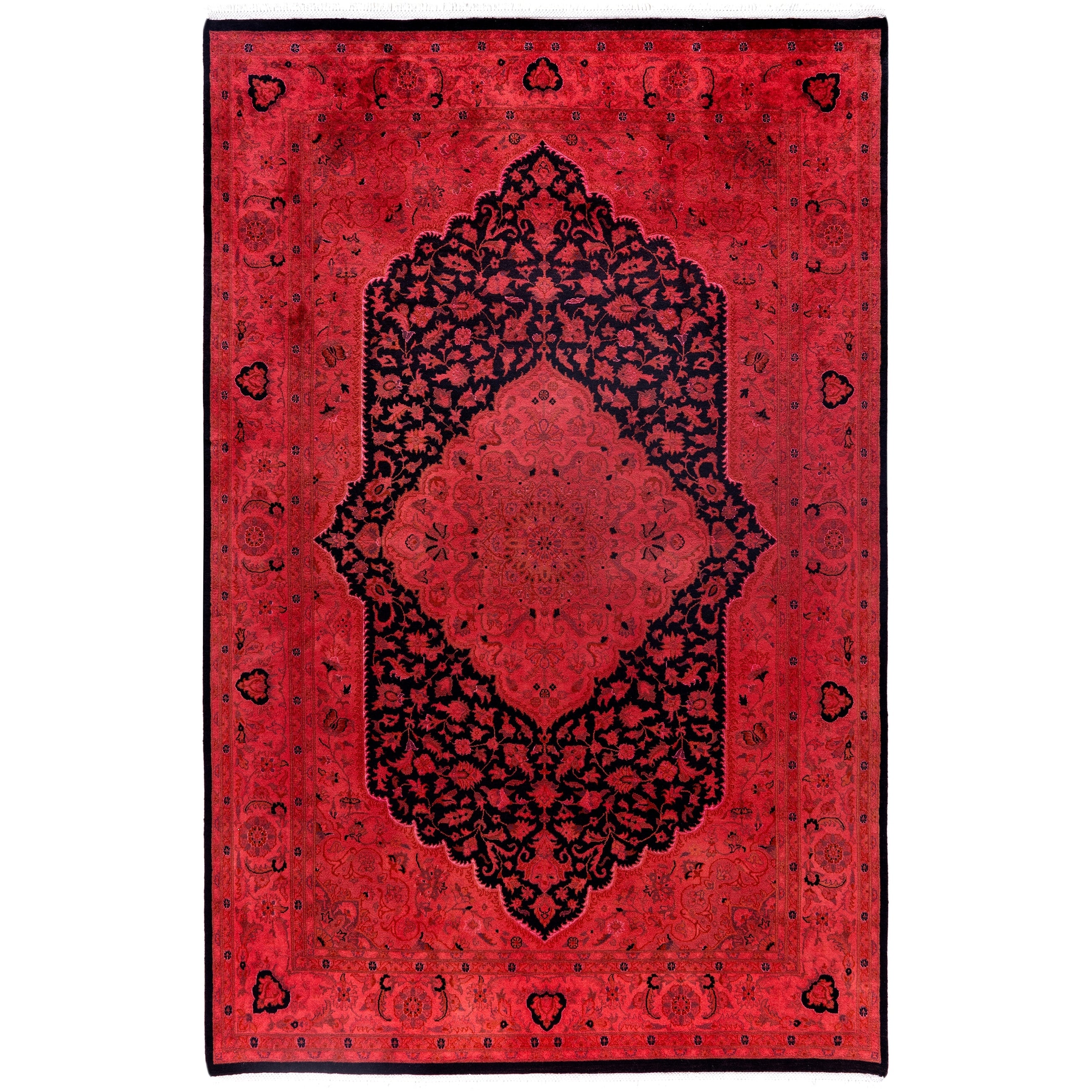 Overdyed Hand Knotted Wool Modern Contemporary Pink Area Rug 6 2 X 9 4