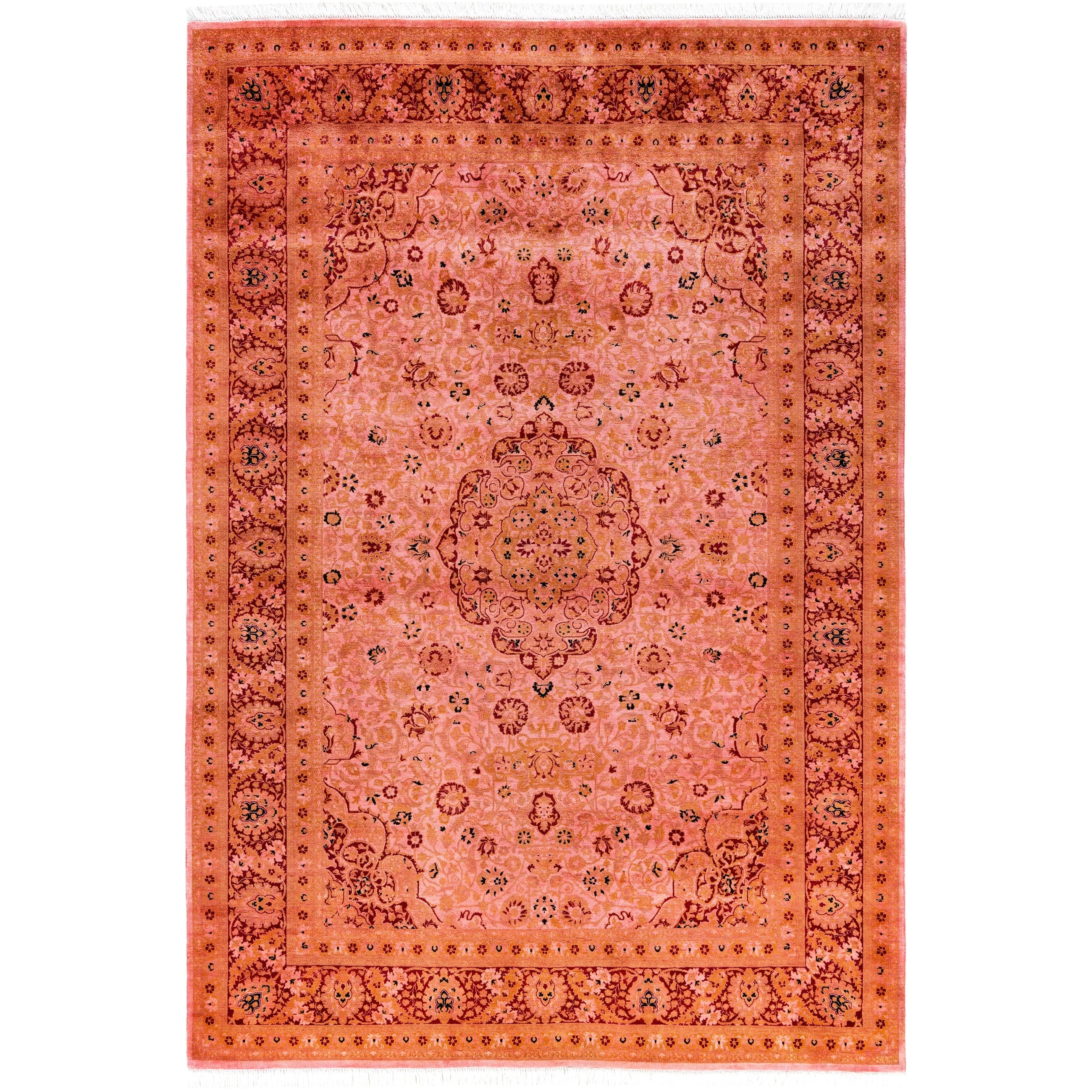 Overdyed Hand Knotted Wool Modern Contemporary Pink Area Rug 6 3 X 9 0