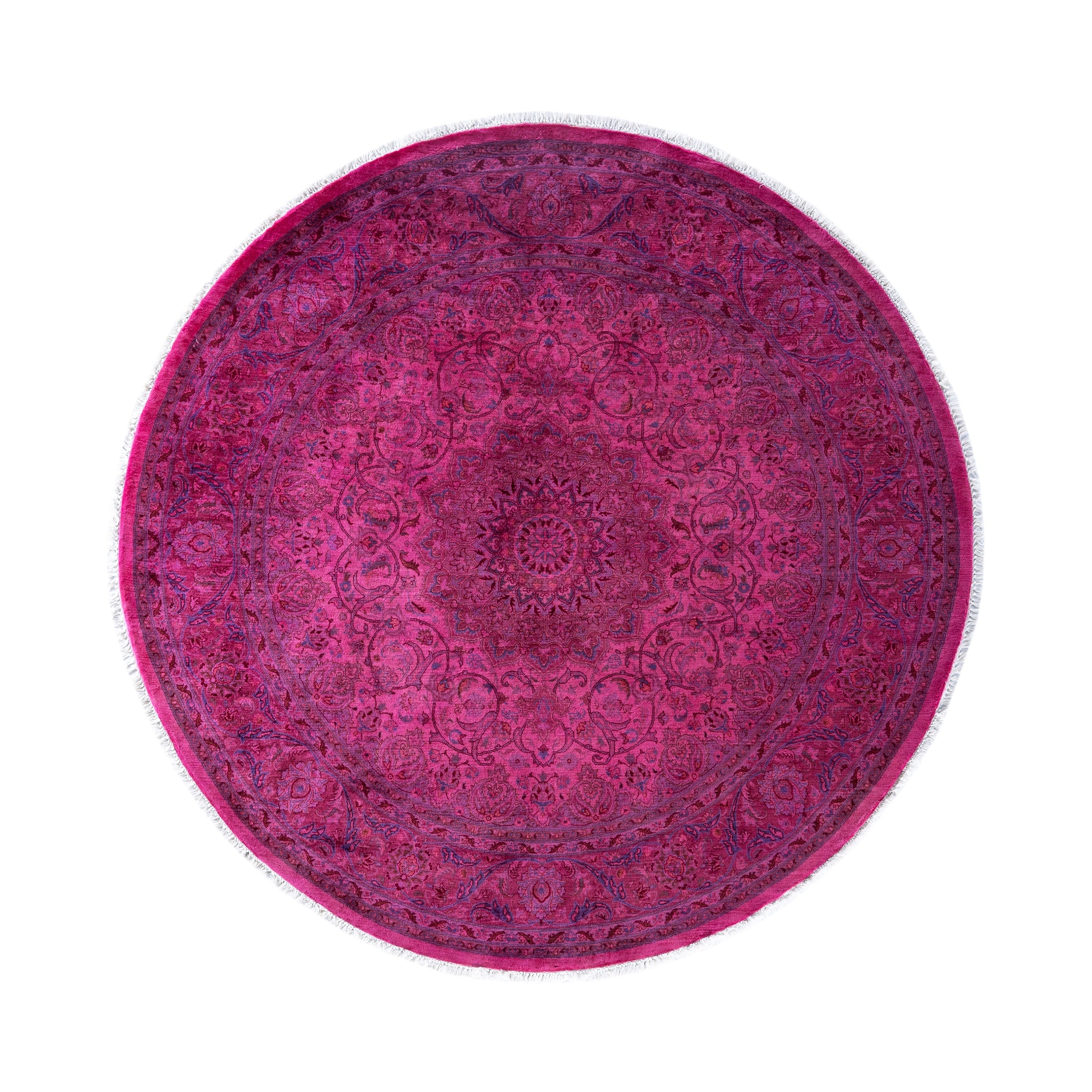 Overdyed Hand Knotted Wool Modern Contemporary Pink Area Rug 6 4 X 6 4