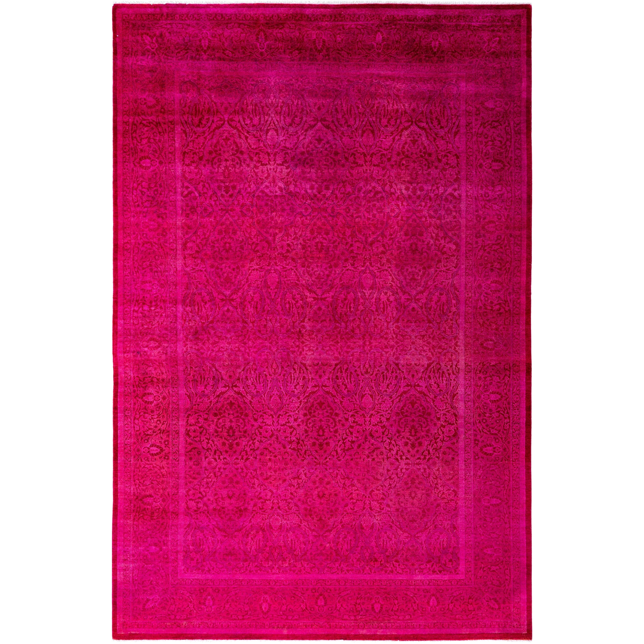 Overdyed Hand Knotted Wool Modern Contemporary Pink Area Rug 6 4 X 9 3