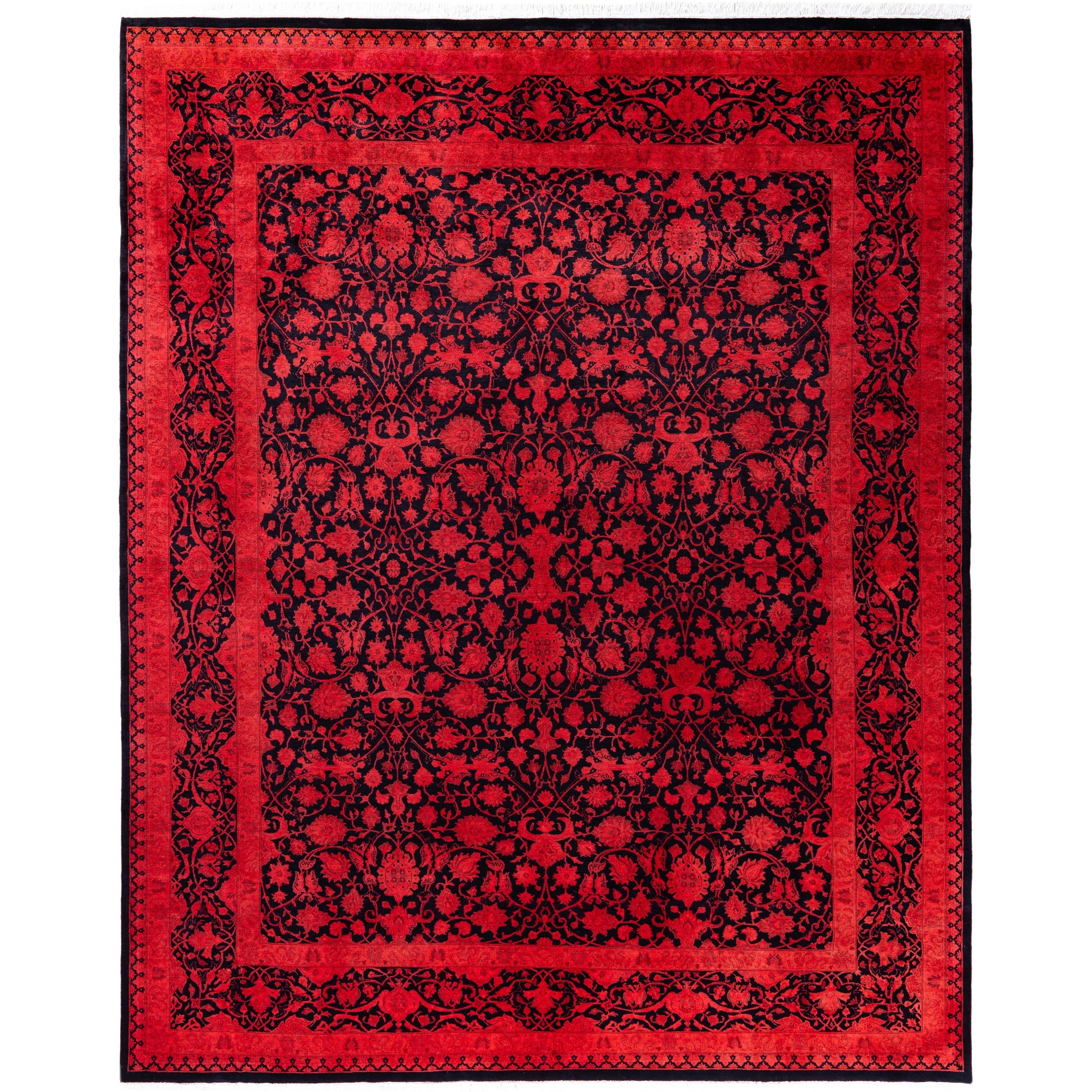 Overdyed Hand Knotted Wool Modern Contemporary Pink Area Rug 8 0 X 10 0