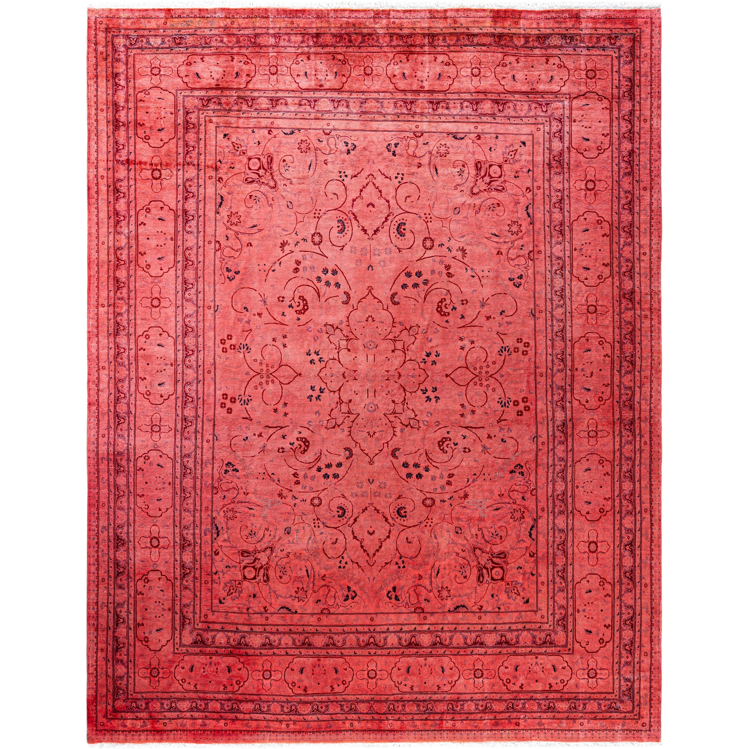 Overdyed Hand Knotted Wool Modern Contemporary Pink Area Rug 8 0 X 10 2