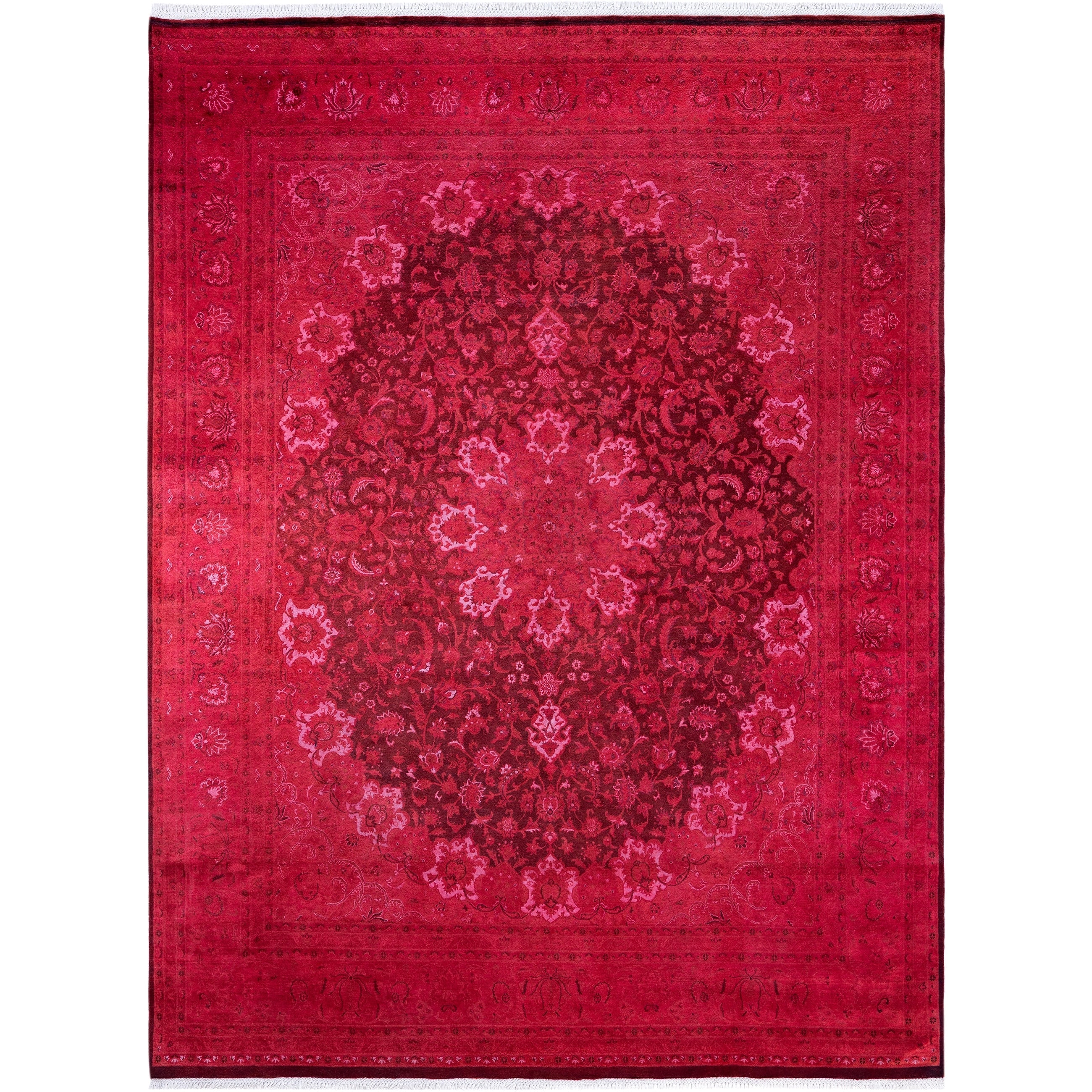 Overdyed Hand Knotted Wool Modern Contemporary Pink Area Rug 8 0 X 10 5