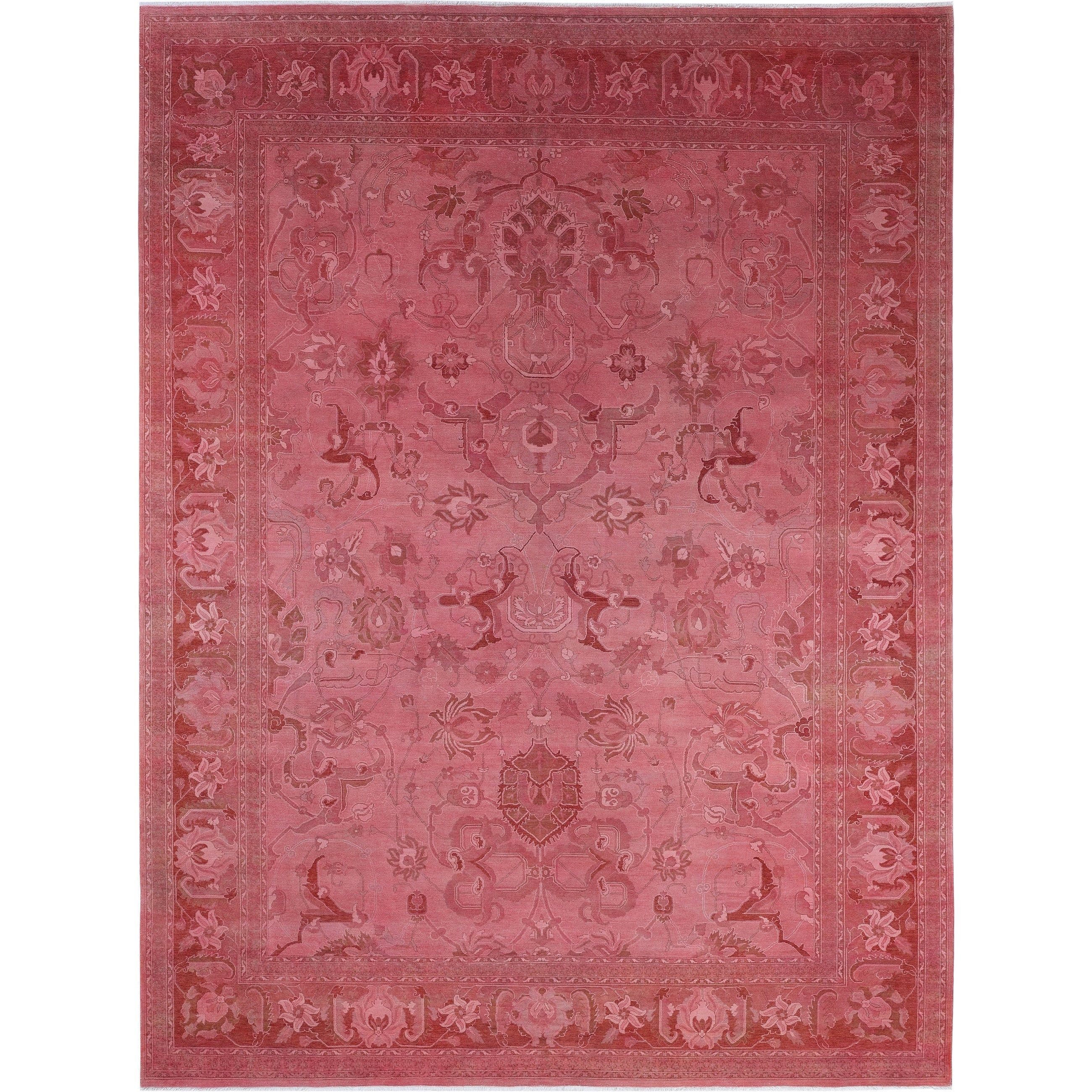 Overdyed Hand Knotted Wool Modern Contemporary Pink Area Rug 8 10 X 11 10