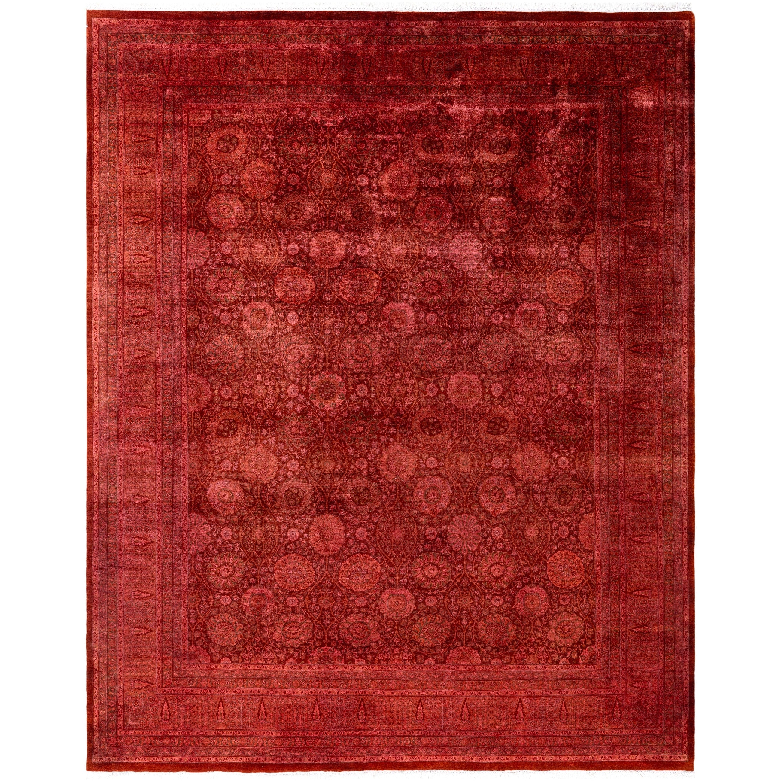 Overdyed Hand Knotted Wool Modern Contemporary Pink Area Rug 8 1 X 10 2
