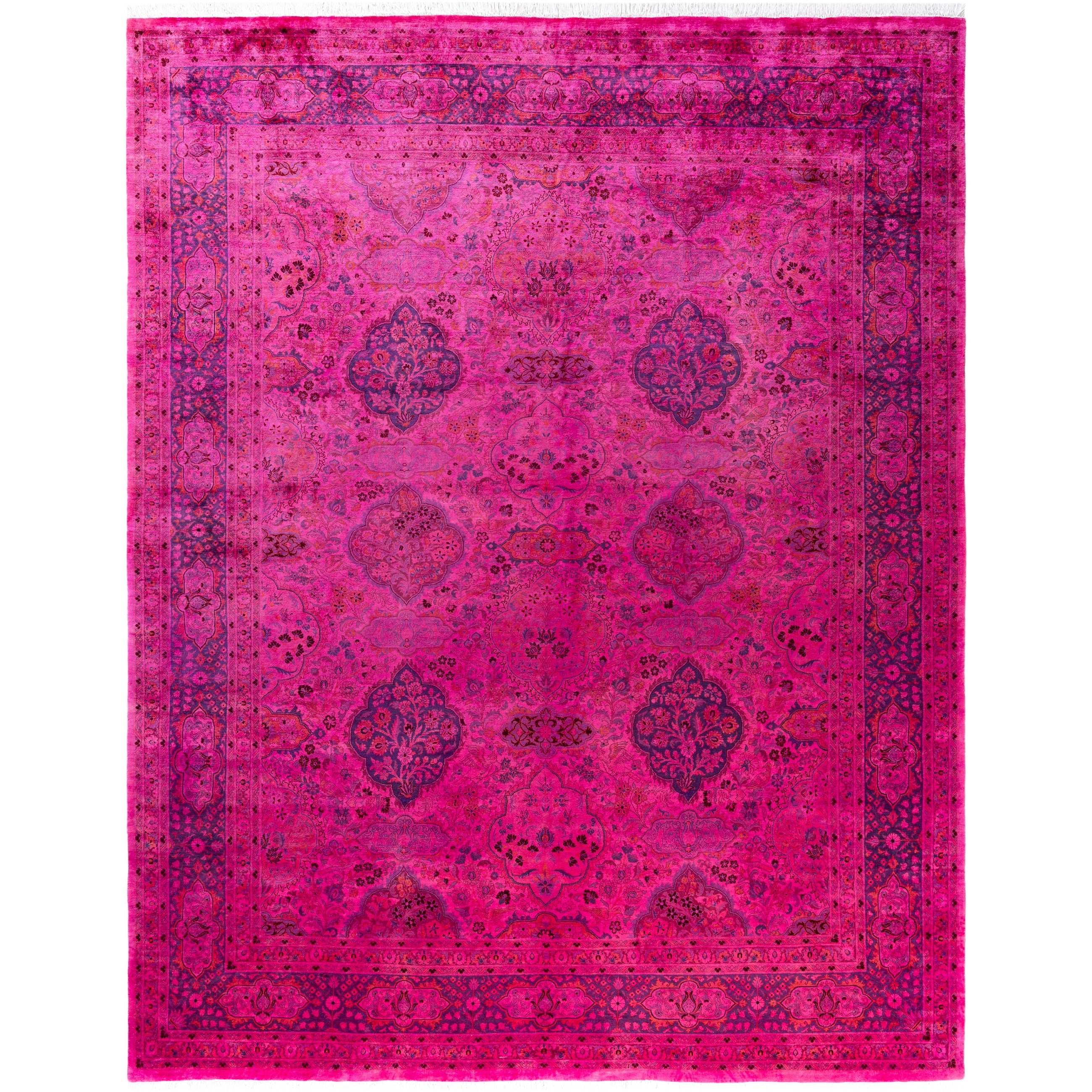 Overdyed Hand Knotted Wool Modern Contemporary Pink Area Rug 8 1 X 10 3
