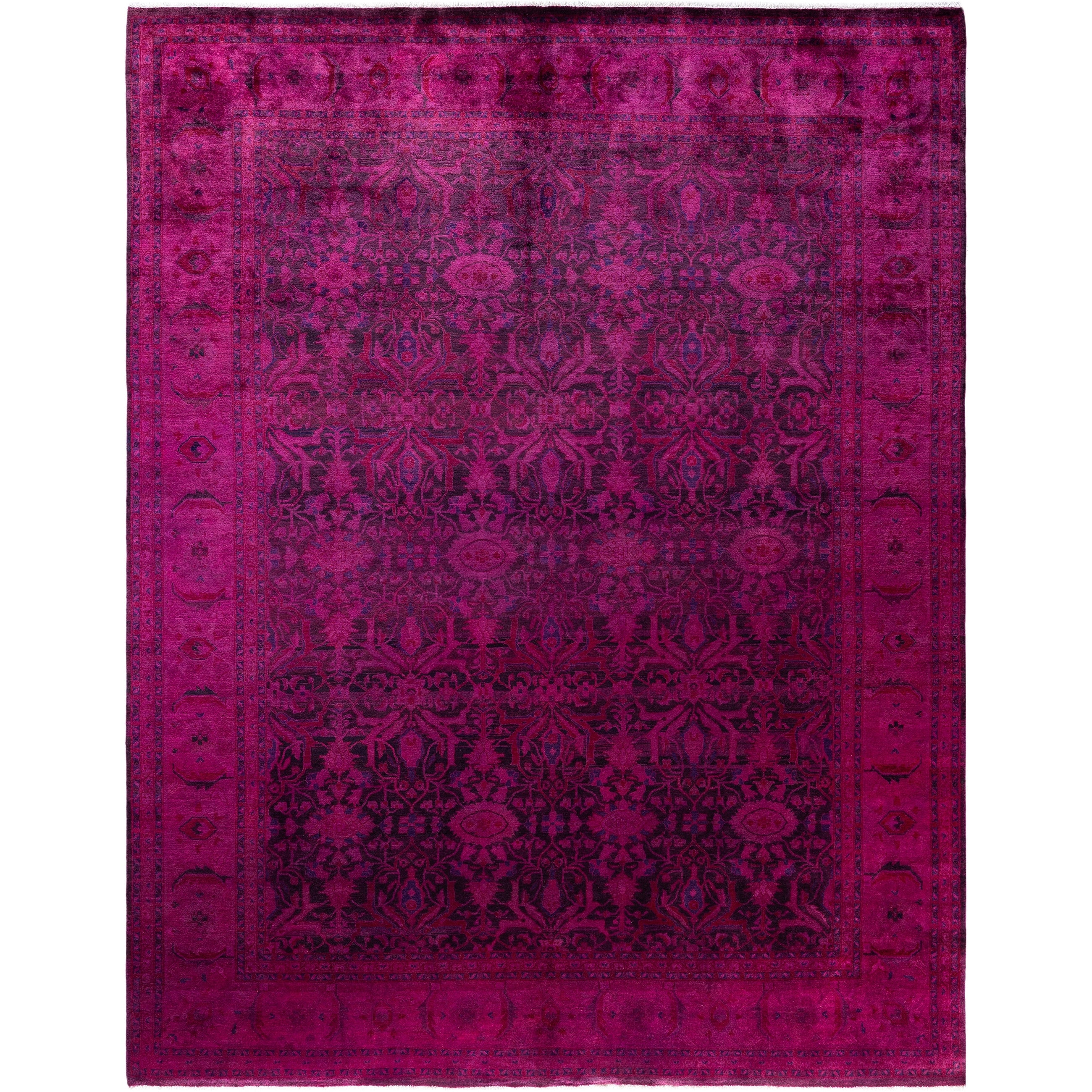 Overdyed Hand Knotted Wool Modern Contemporary Pink Area Rug 8 1 X 10 5