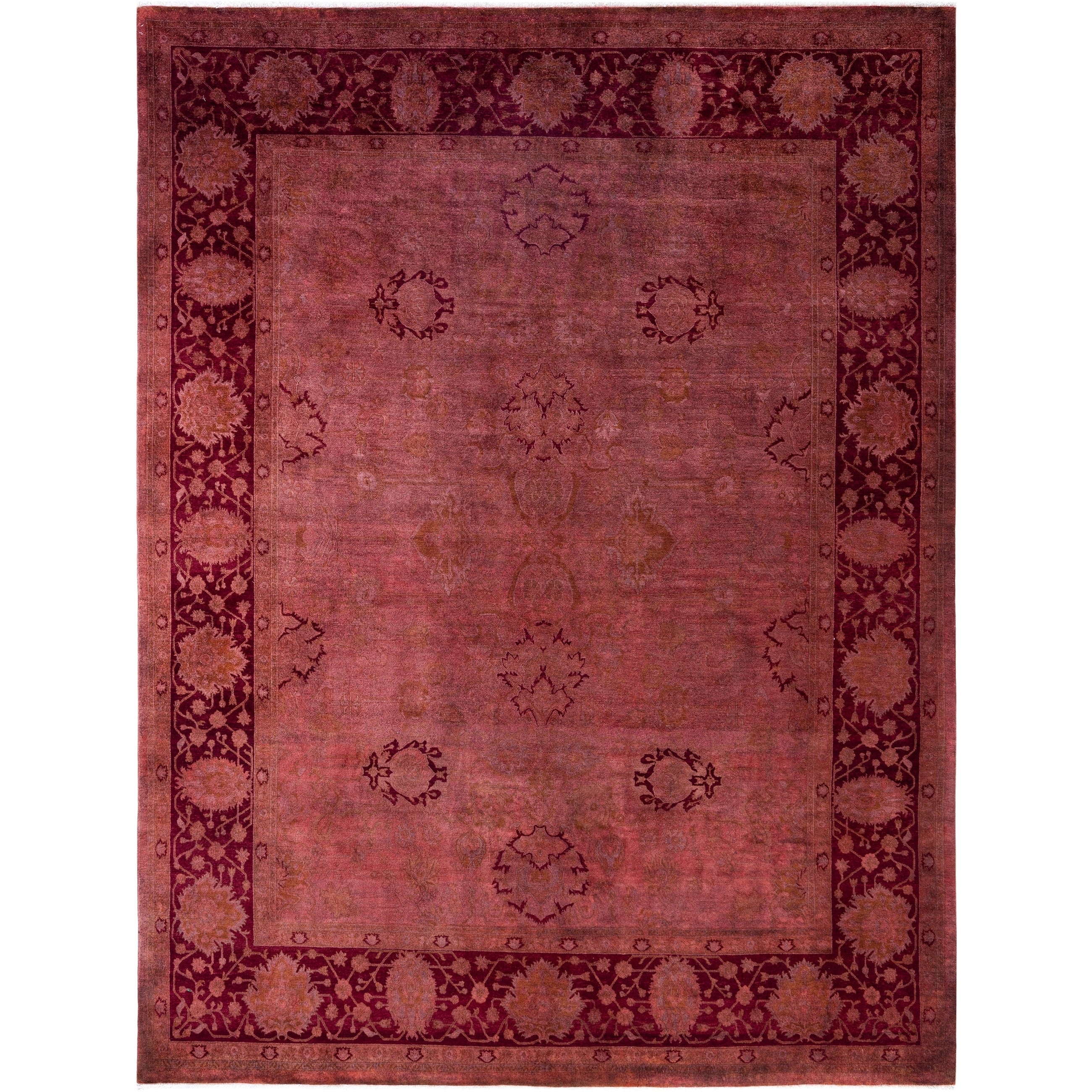 Overdyed Hand Knotted Wool Modern Contemporary Pink Area Rug 8 1 X 10 5