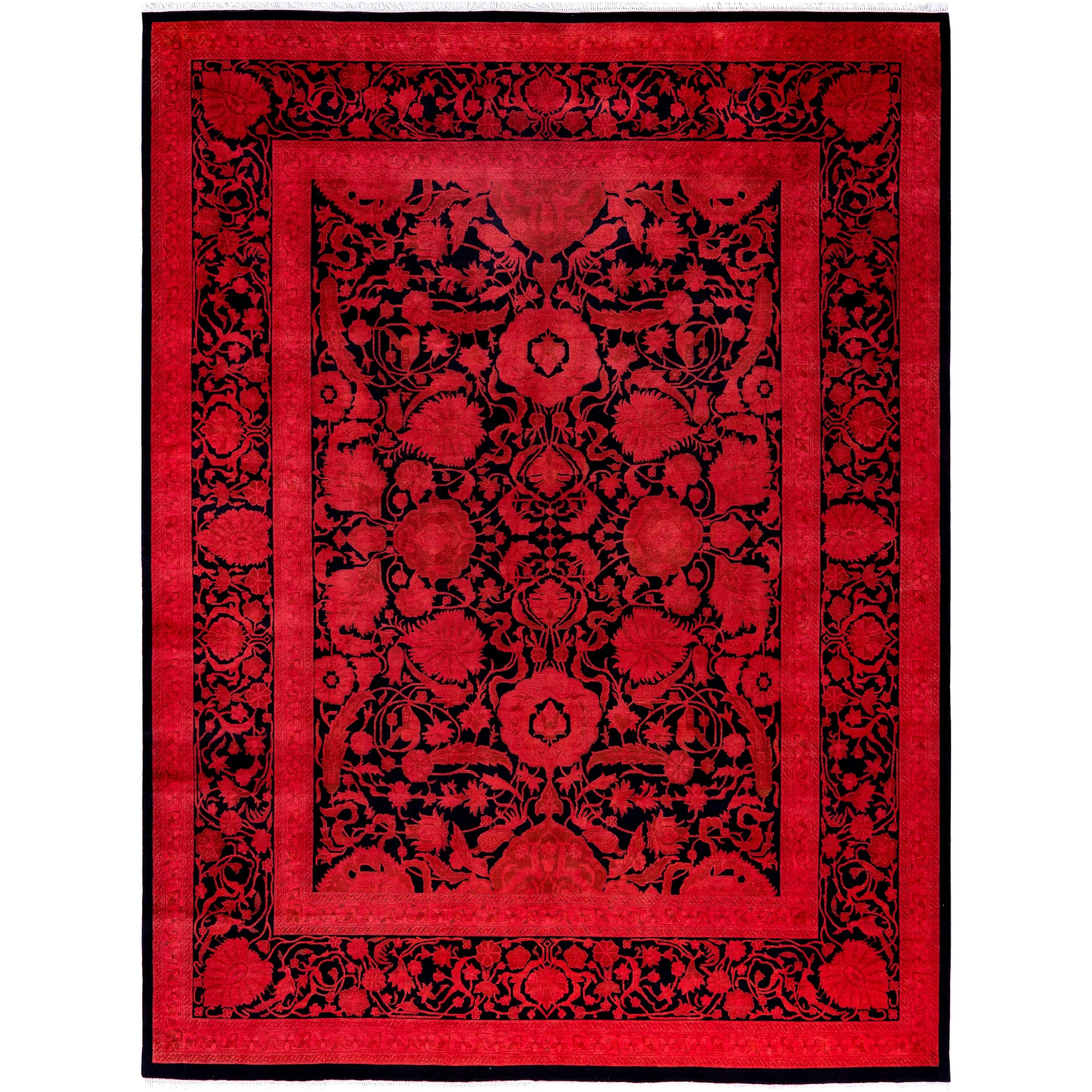 Overdyed Hand Knotted Wool Modern Contemporary Pink Area Rug 8 1 X 10 9