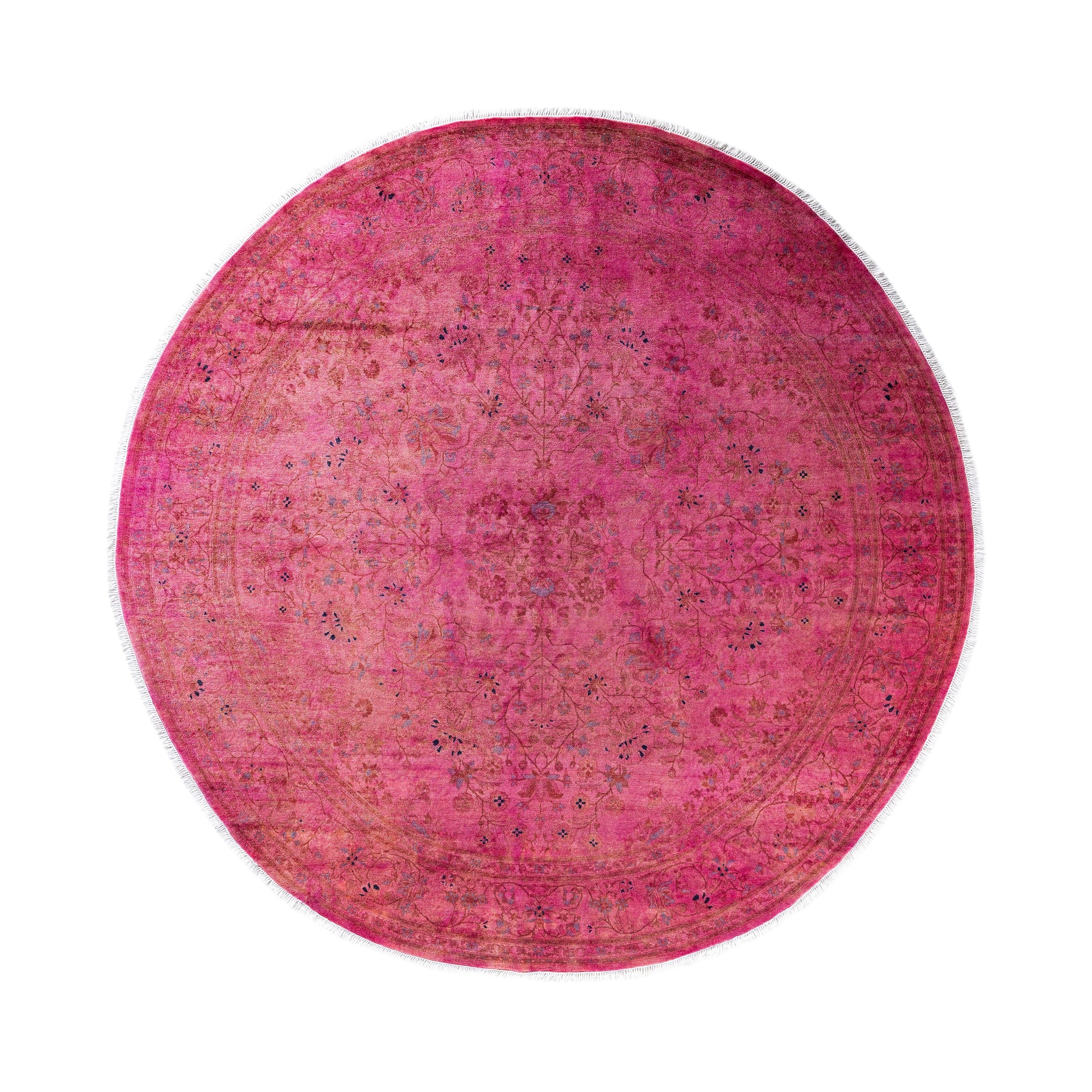 Overdyed Hand Knotted Wool Modern Contemporary Pink Area Rug 8 1 X 8 1