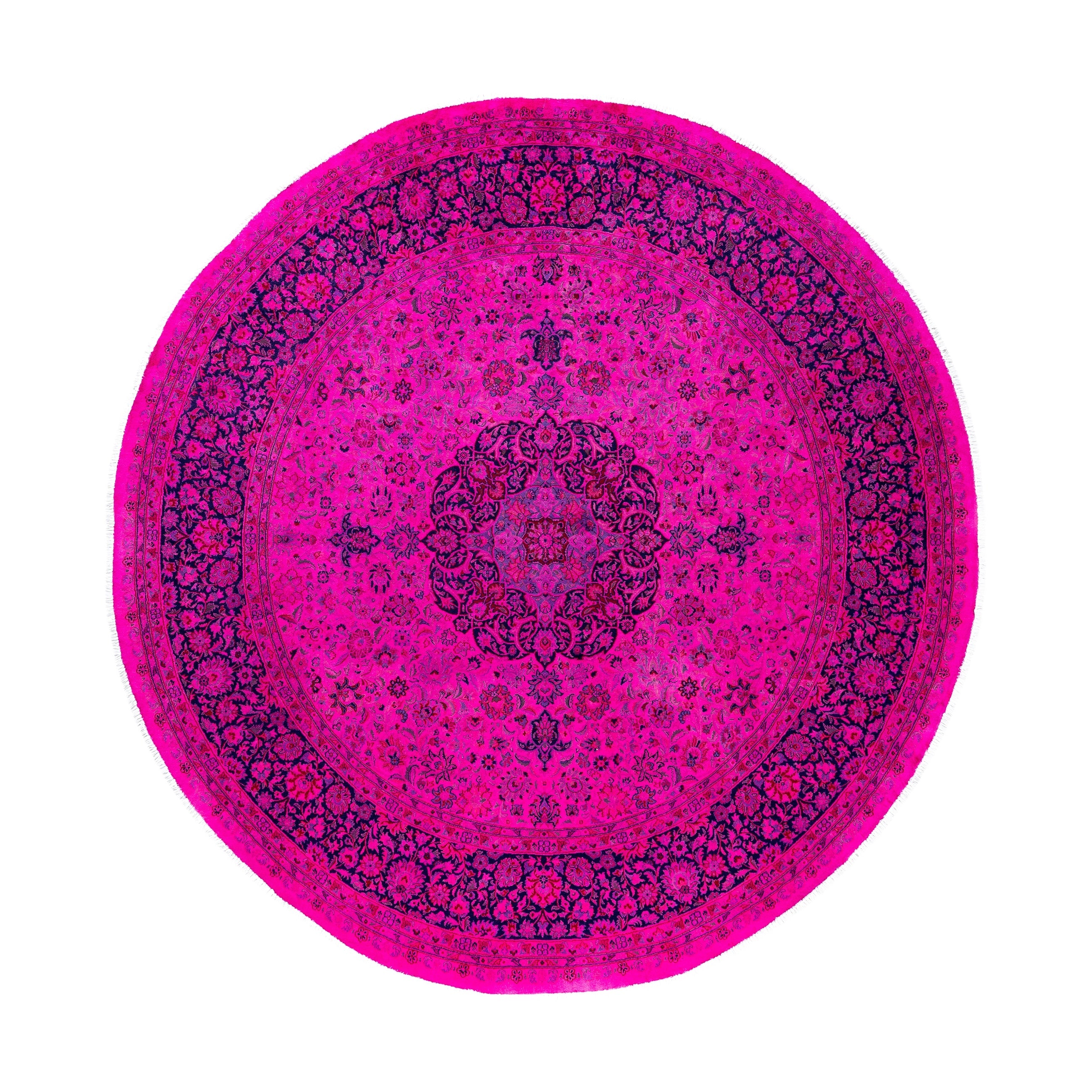 Overdyed Hand Knotted Wool Modern Contemporary Pink Area Rug 8 1 X 8 4