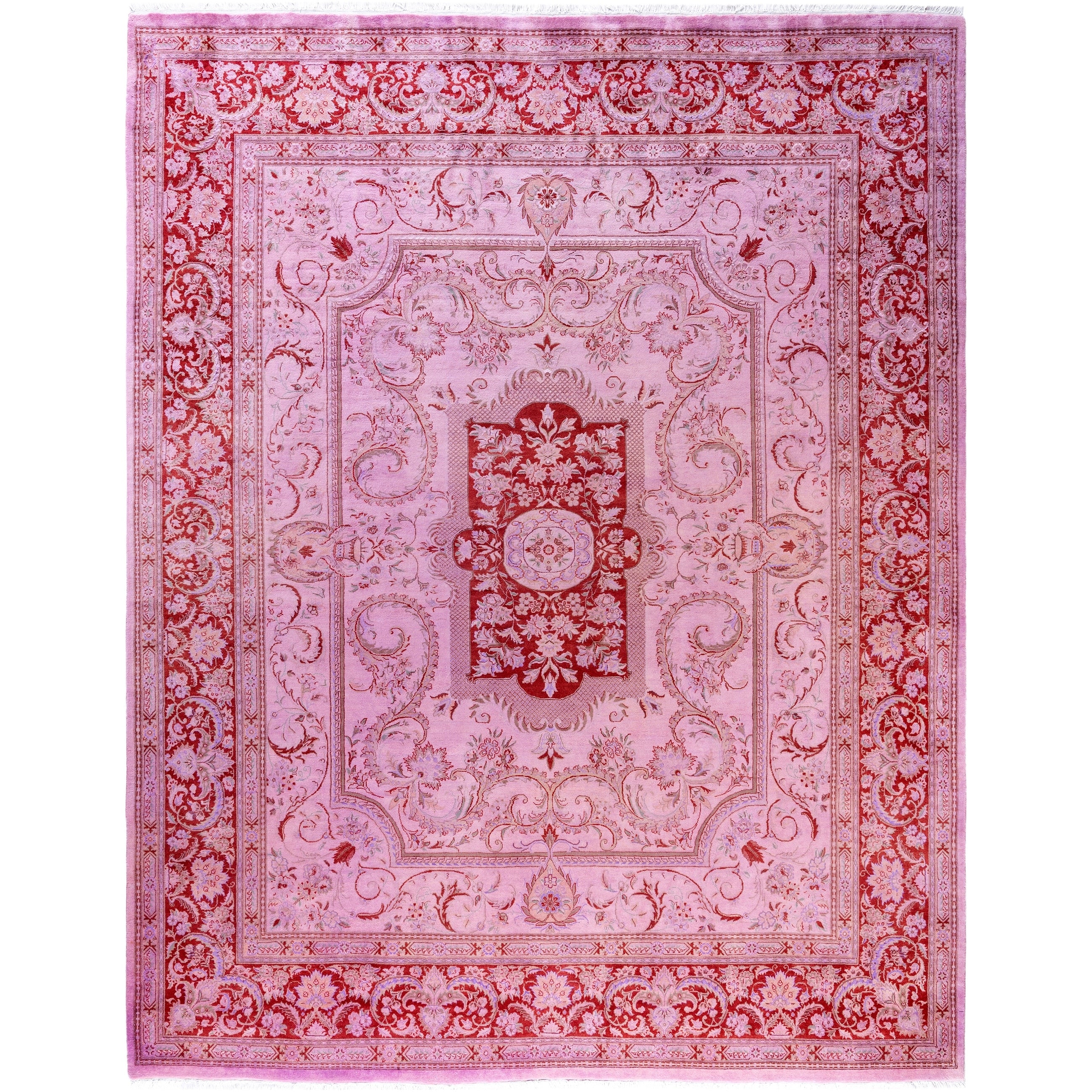 Overdyed Hand Knotted Wool Modern Contemporary Pink Area Rug 8 2 X 10 2